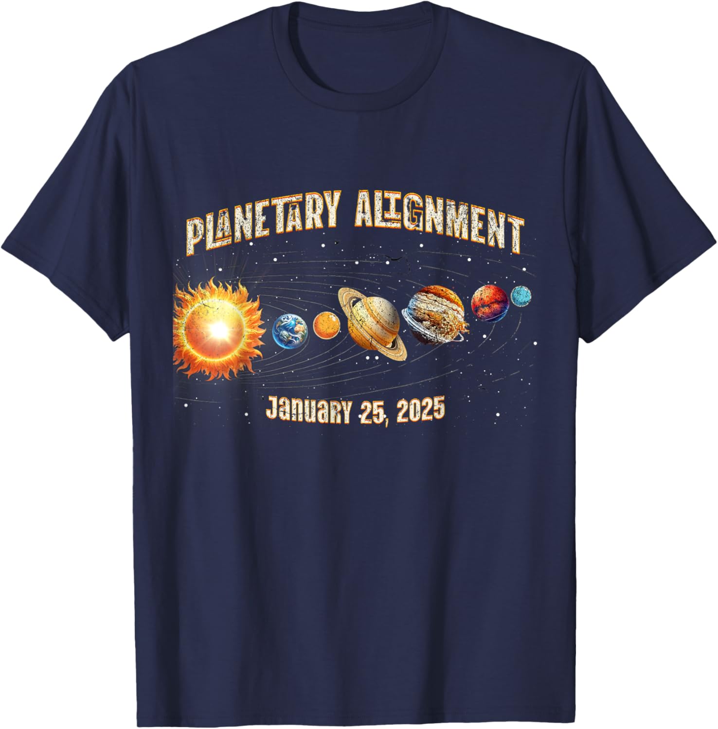Vintage Planetary Alignment Memory T-Shirt for January 25 2025 Events - 3