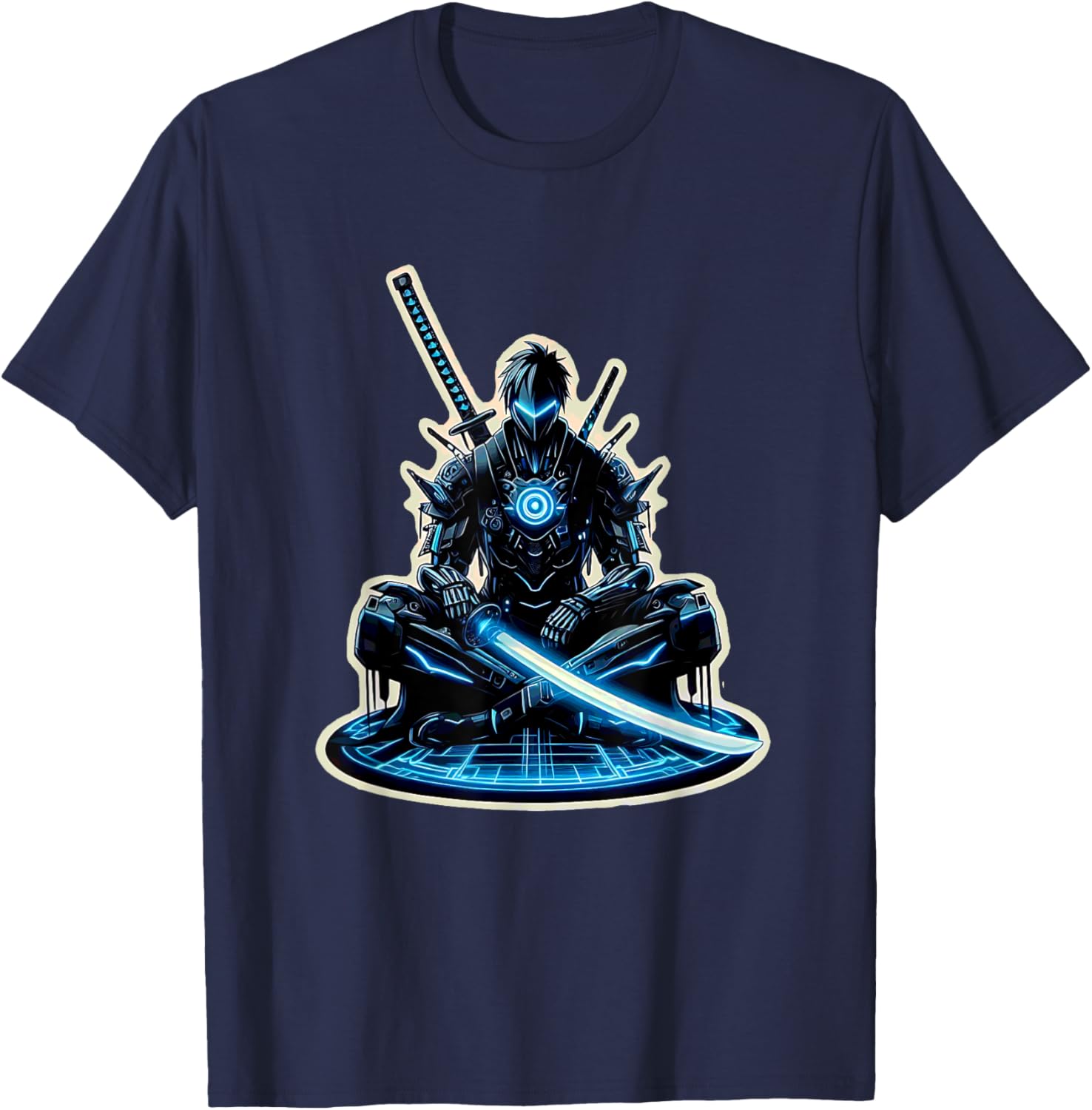Futuristic Anime Samurai Gamer Warrior T-Shirt for Sci-Fi Fans - 4