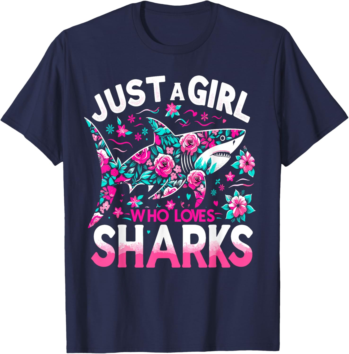 Just A Girl Who Loves Sharks T-Shirt for Shark Lovers and Ocean Fans - 4