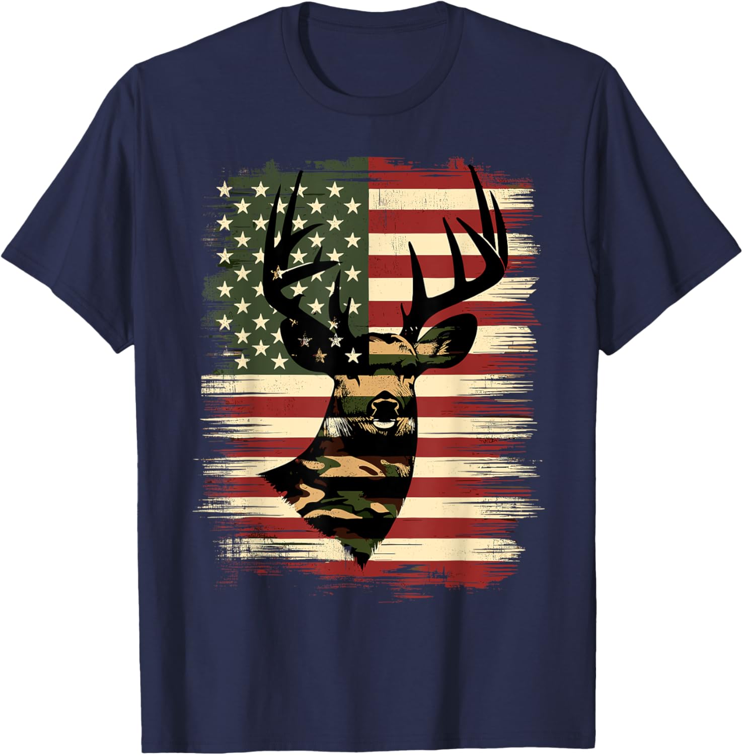 Camo American Flag Deer Hunter T-Shirt for Outdoor Lovers and Adventurers - 5