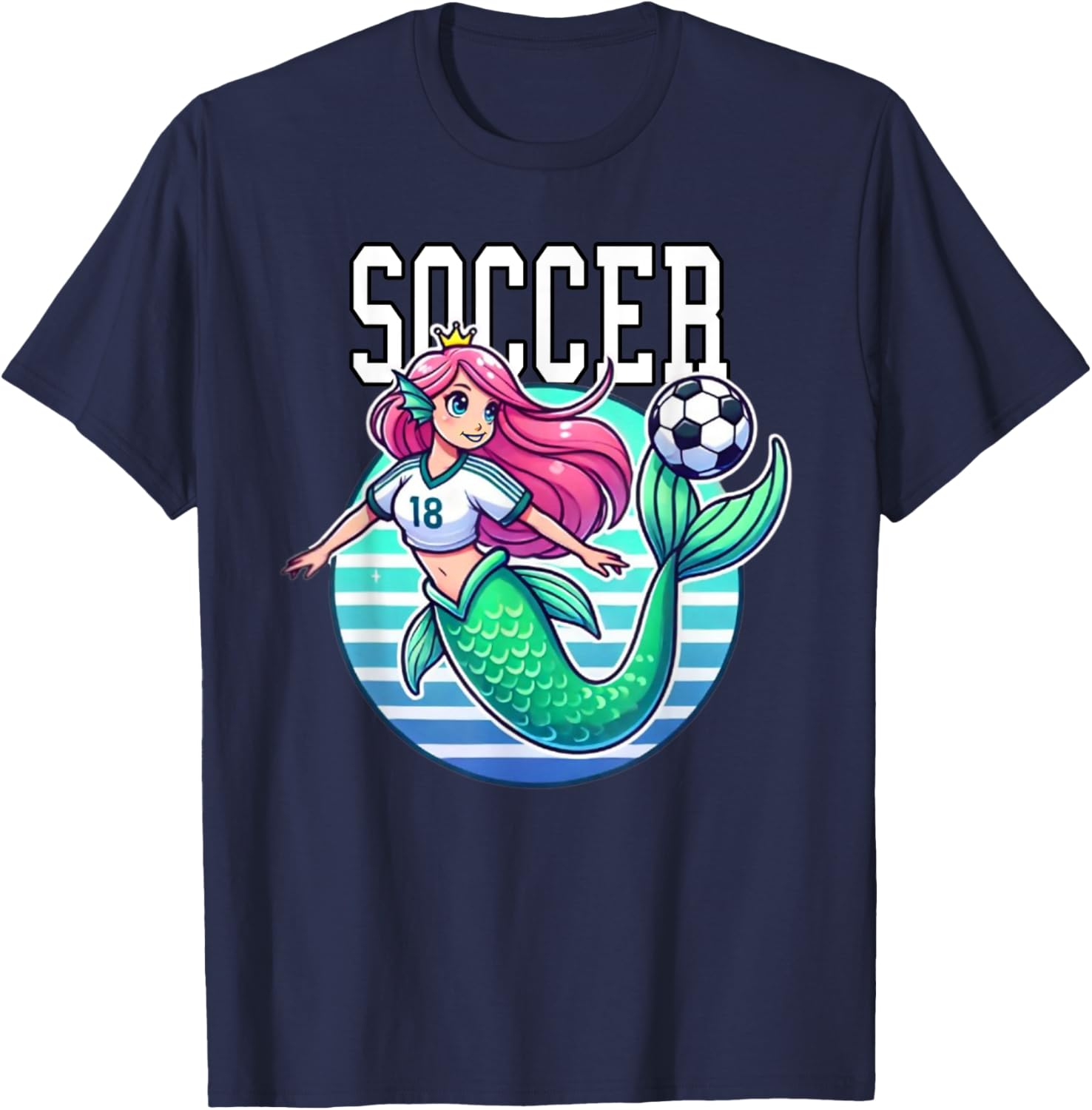 Soccer Mermaid Playing Soccer T-Shirt for Fans of Fun Sports Apparel - 10