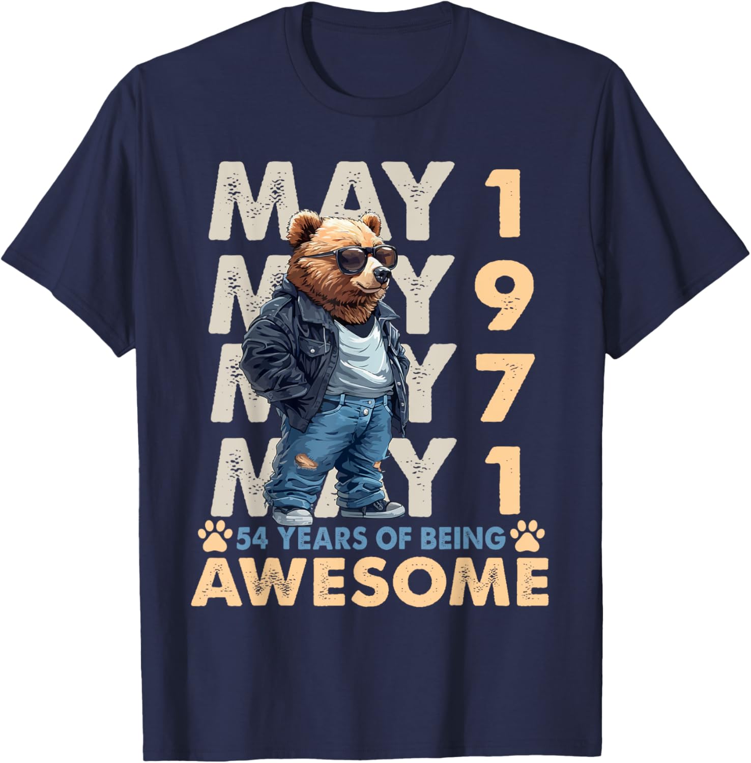 54th Birthday Bear Legends May 1971 T-Shirt for Men - Fun Gift Idea - 11