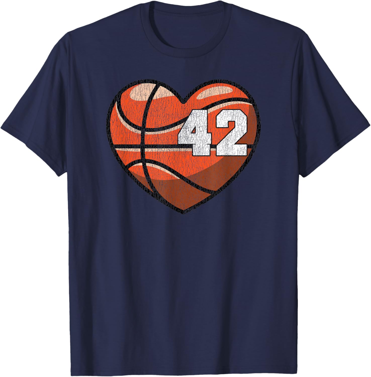 Distressed Heart Design Basketball Number 42 T-Shirt for Fans - 18