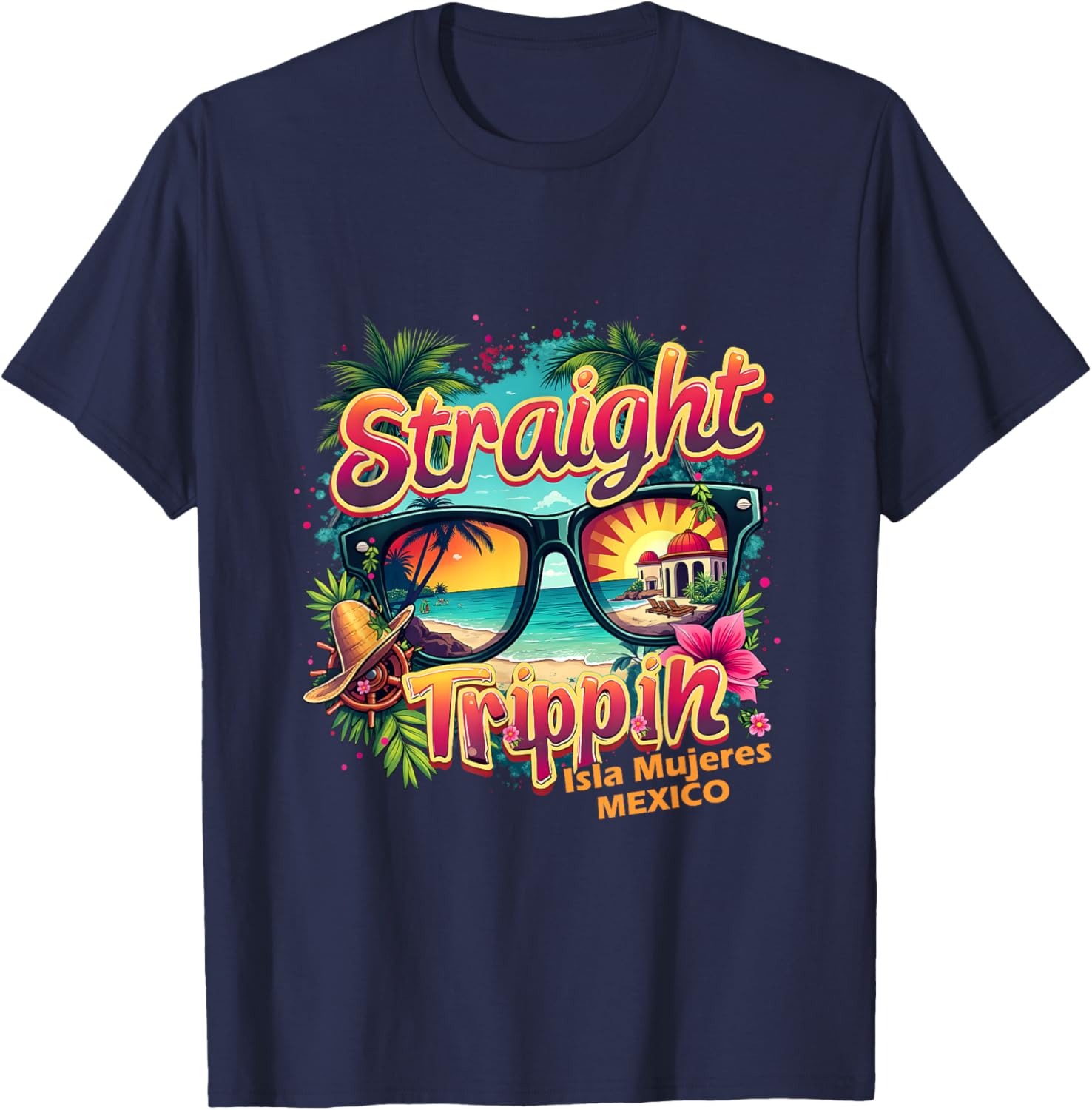 Isla Mujeres 2025 Retro Straight Trippin T-Shirt for Vacation Fun - 8