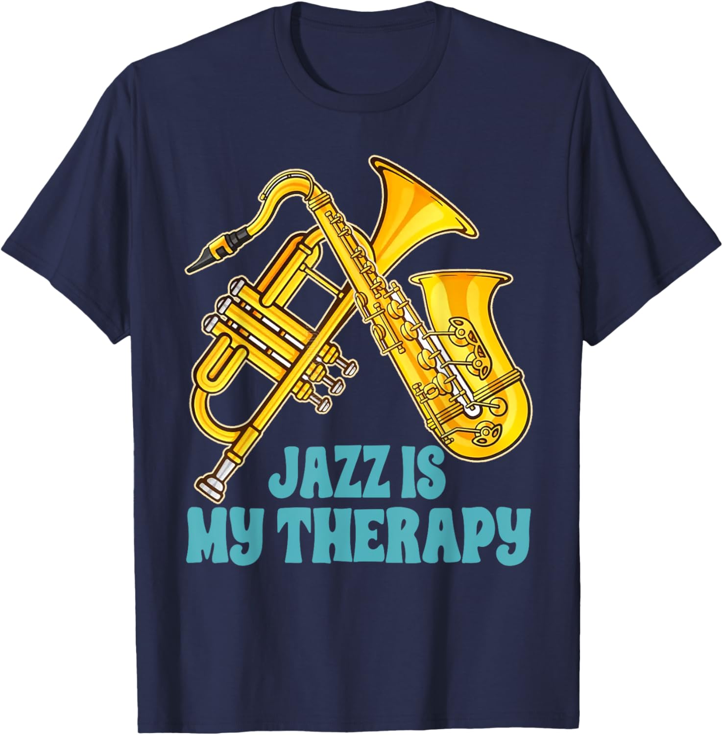 Jazz Lover Musician T-Shirt Featuring Saxophone and Trumpet Design - 12