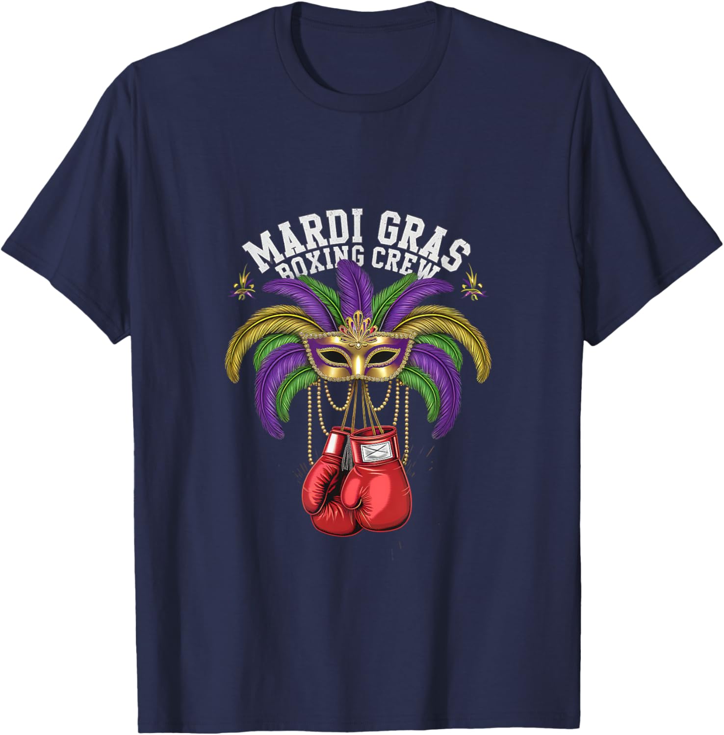 Mardi Gras Masquerade Boxing Crew T-Shirt for Festive Celebrations - 4