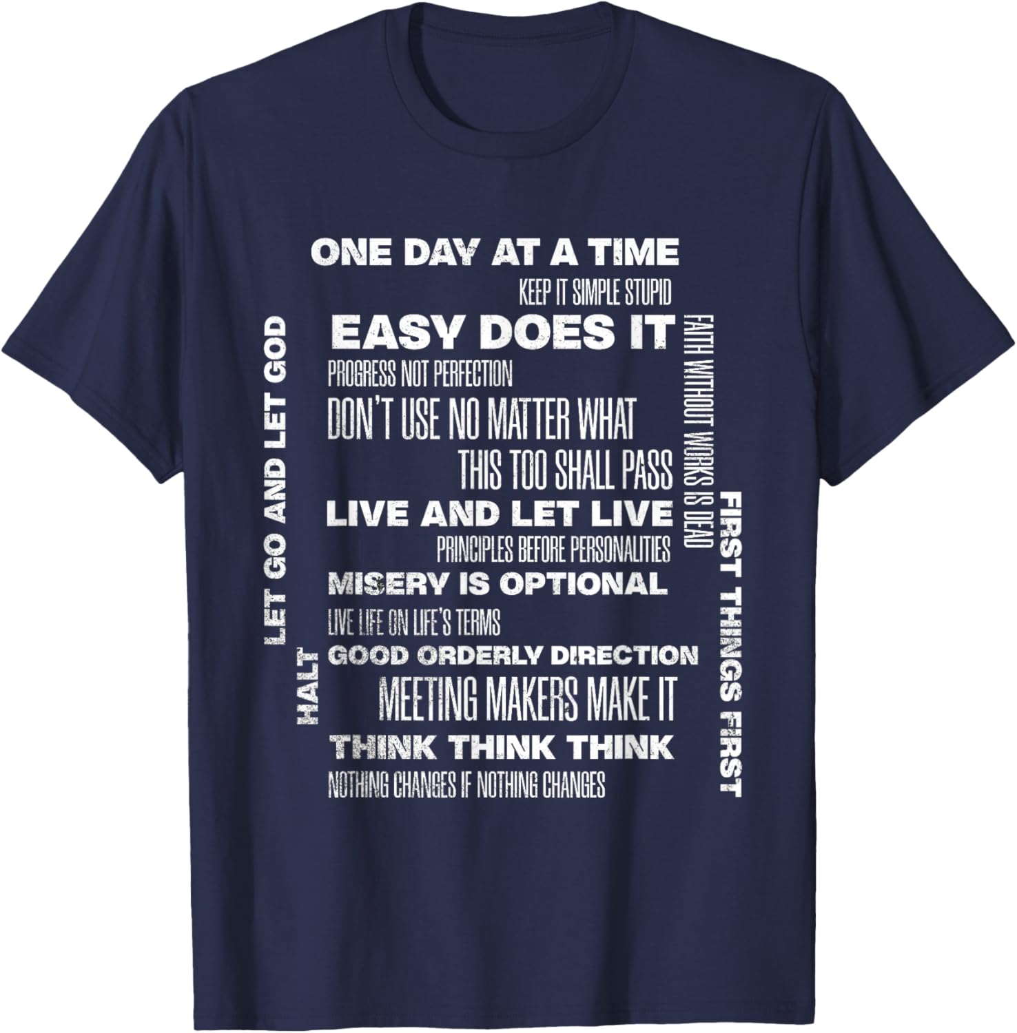 One Day At A Time Inspirational Recovery Sobriety Anniversary T-Shirt - 7