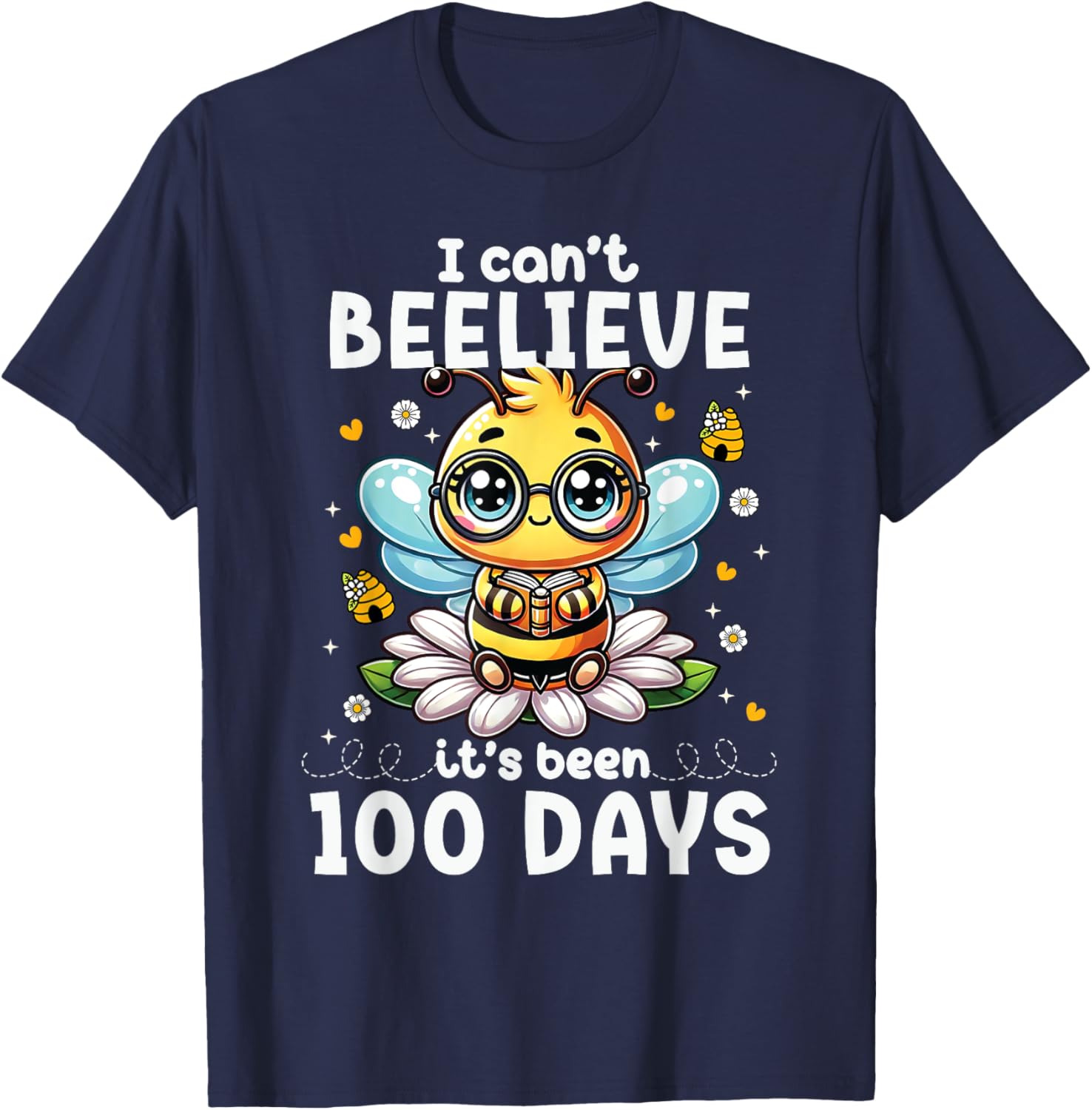 Fun 100 Days of School Bee T-Shirt for Kids and Teachers - 13