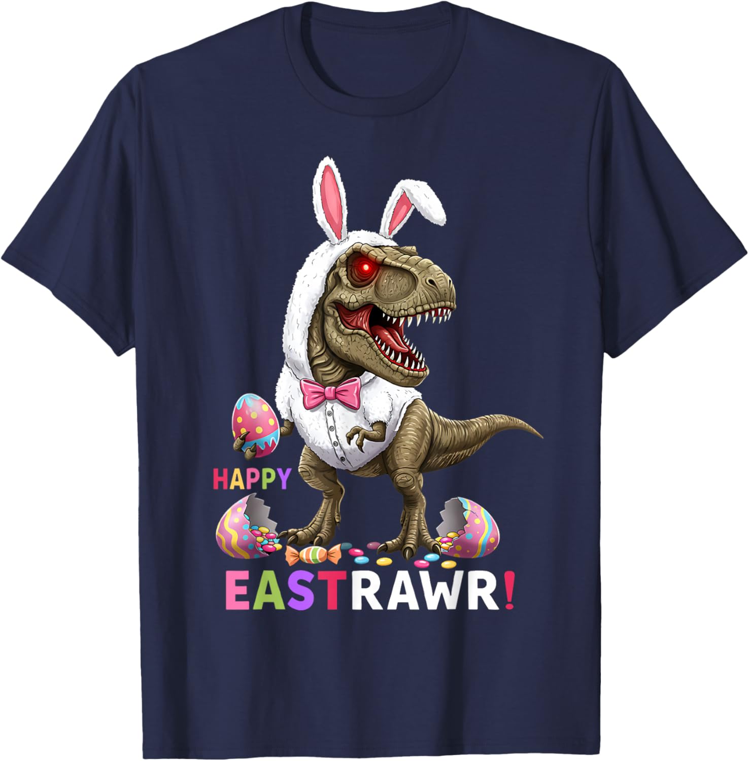 Happy Eastrawr T Rex Bunny Candy Egg Costume T-Shirt for Easter Fun - 5