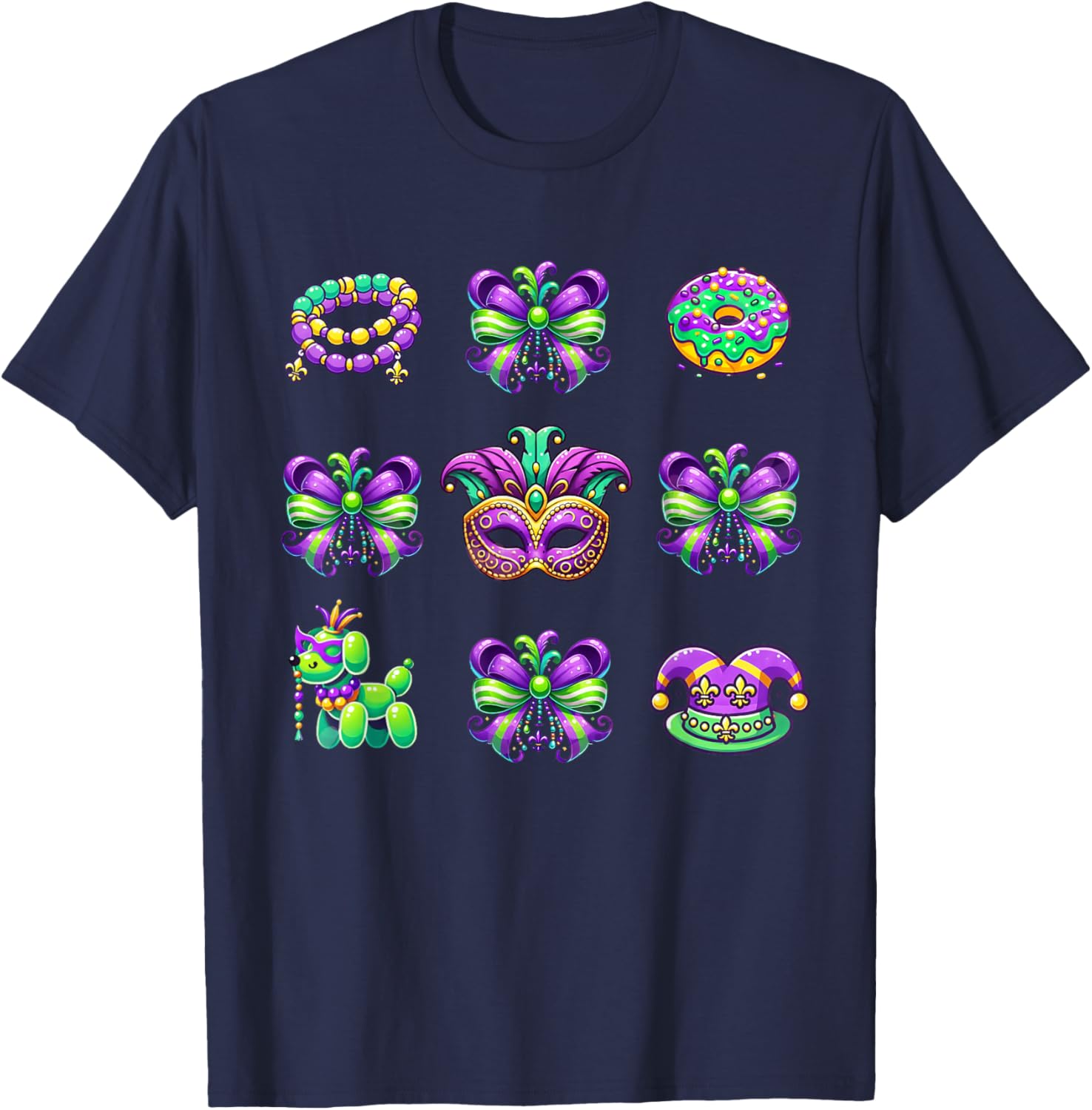 Mardi Gras Coquette Bow T-Shirt for Women and Kids - Fat Tuesday Fun - 1