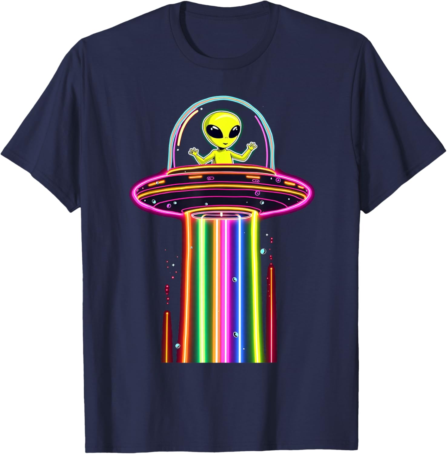 Colorful Alien Spaceship Lights Kids T-Shirt for Galaxy UFO Lovers - 8