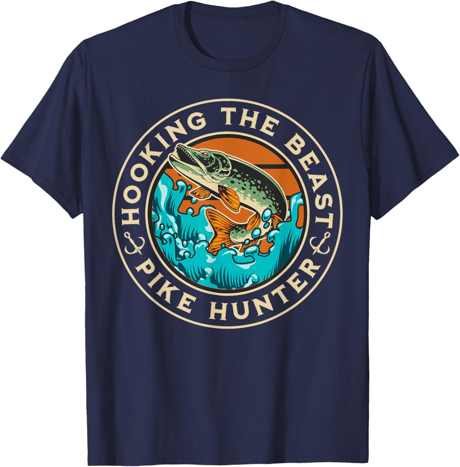Vintage Pike Hunter Fishing T-Shirt for Men - Cool Fisherman Apparel - 3