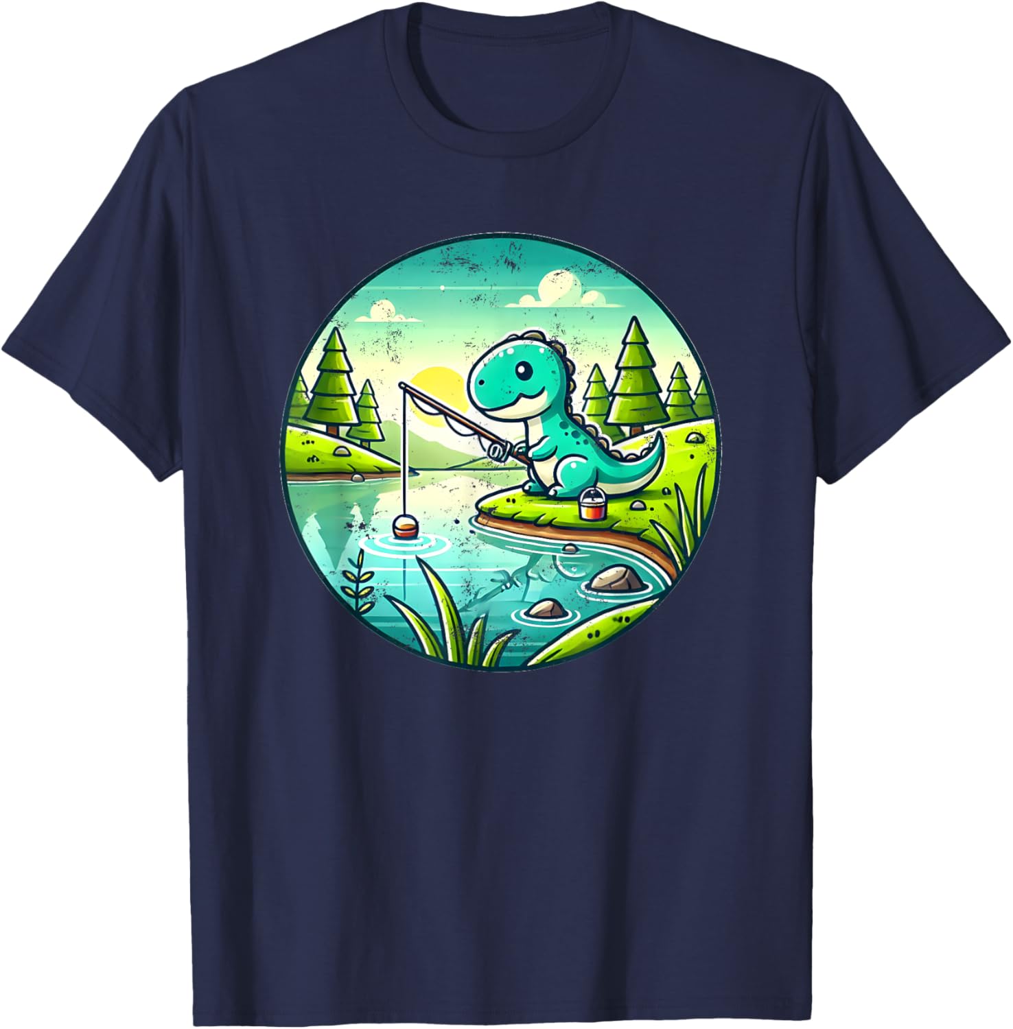 Cute Dinosaur Fishing T-Shirt for Kids and Adults - Fun and Comfy Wear - 7