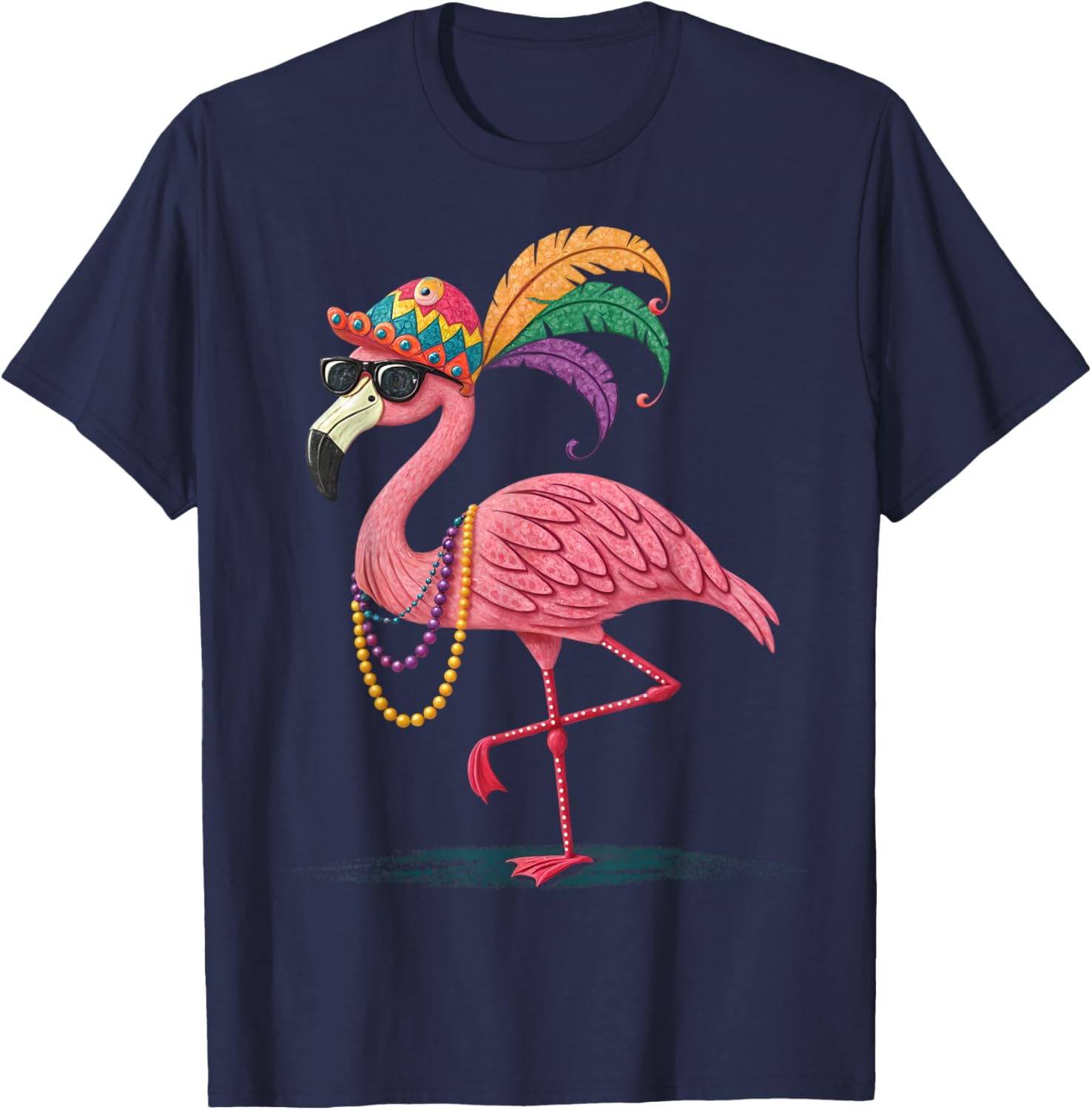 Funny Mardi Gras Flamingo Carnival Party T-Shirt for Fun Celebrations - 3