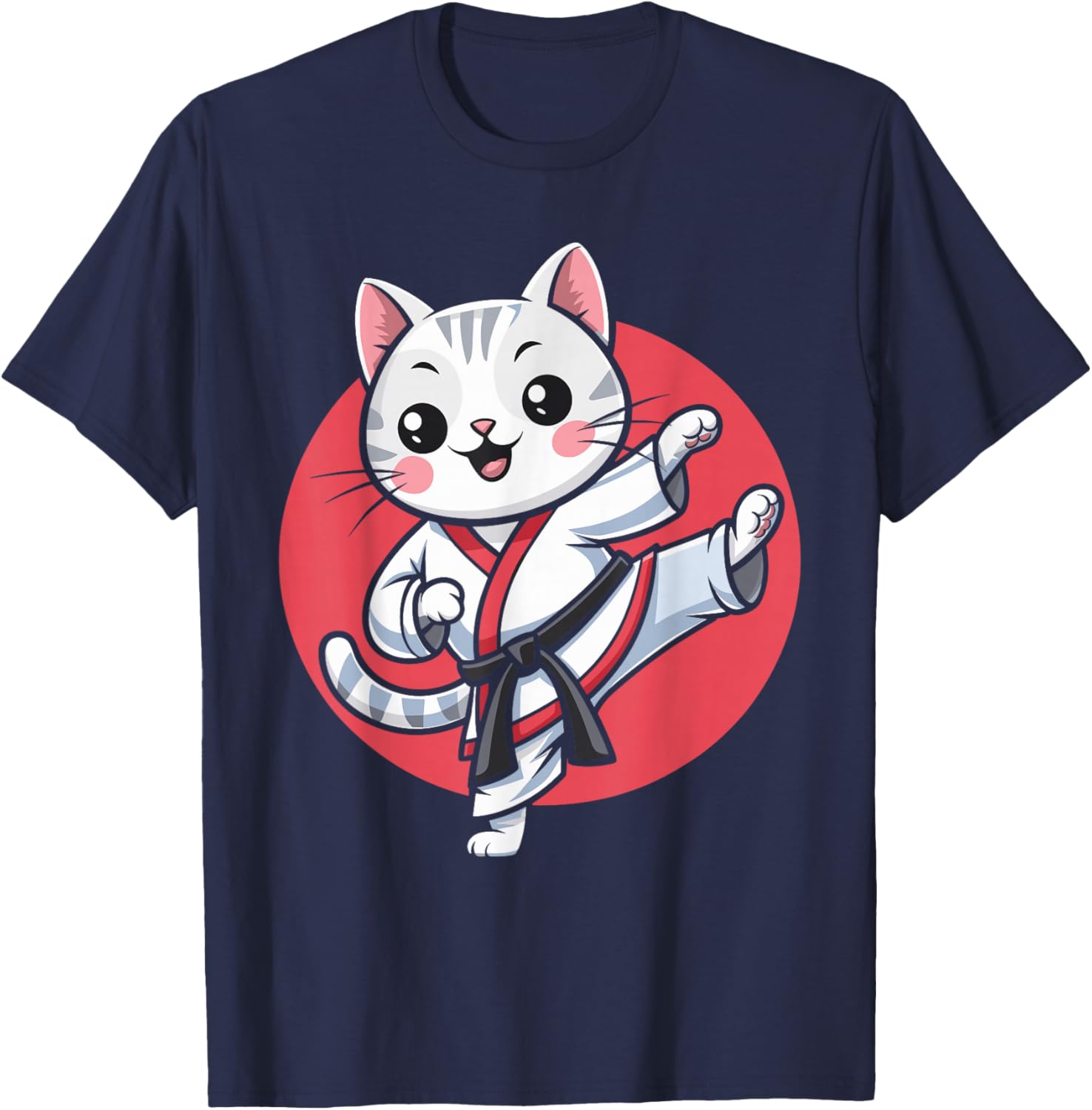 Kawaii Japanese Cat Karate Jiu Jitsu T-Shirt for Women and Kids - 6