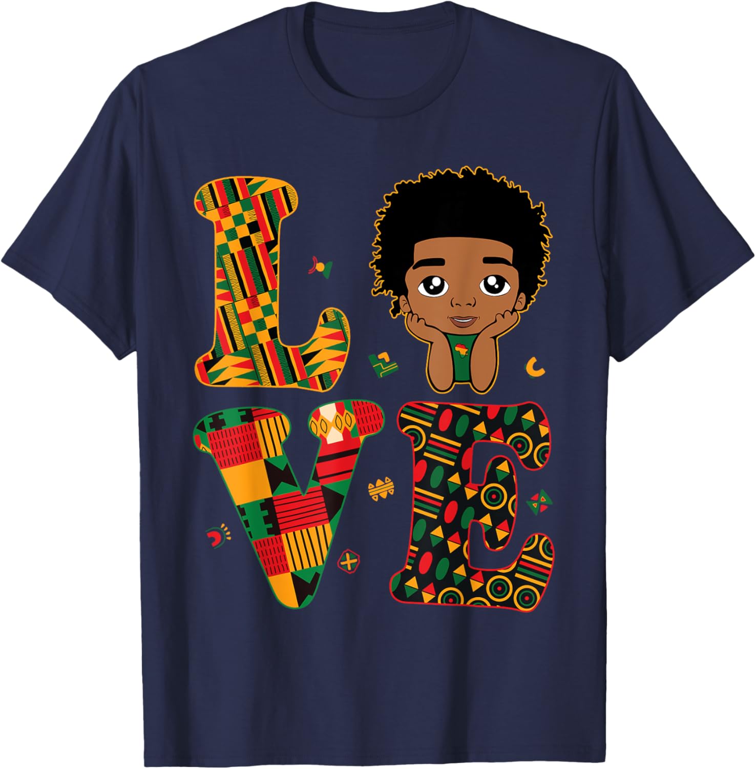 Proud LOVE African Kente Toddler Boys T-Shirt for Black History Month - 17