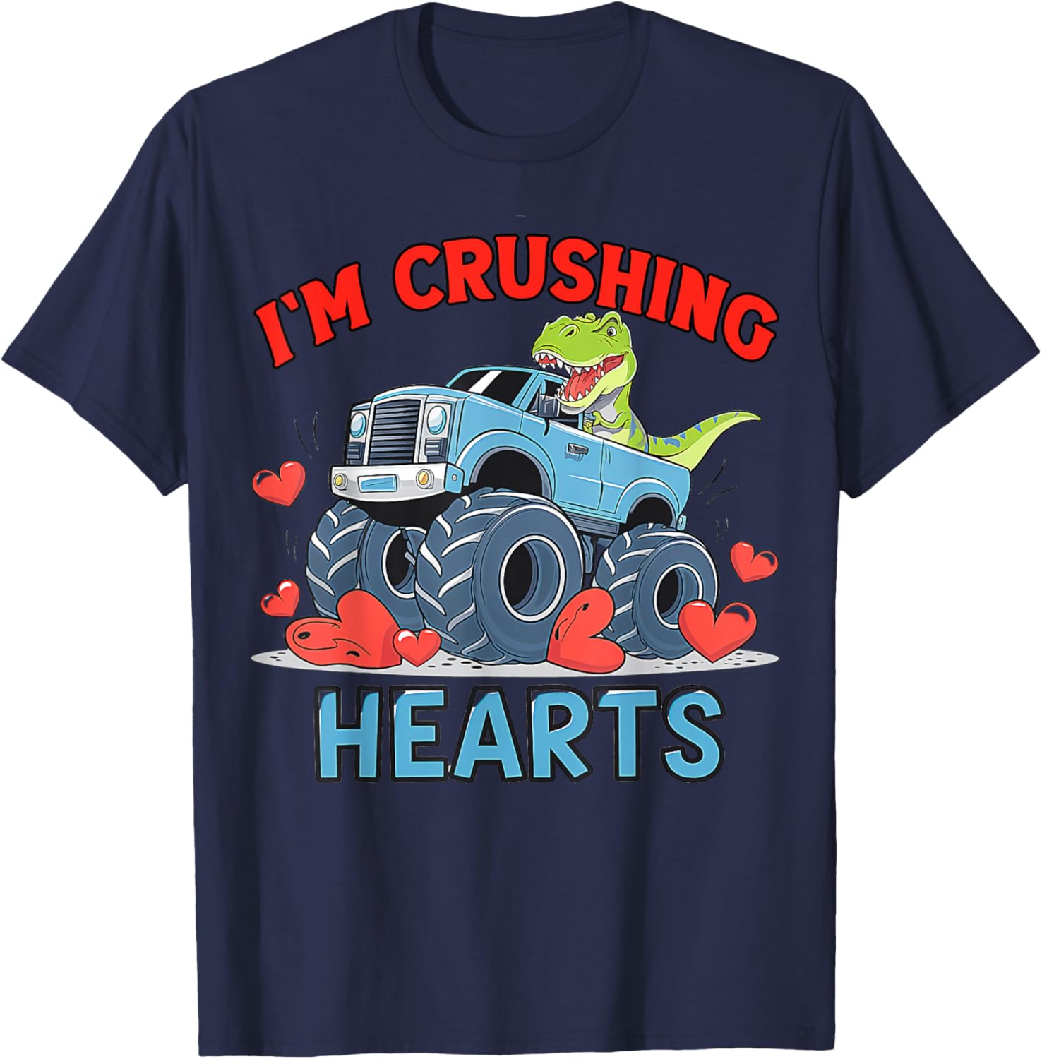 Hearts Crusher Monster Truck Valentine's Day T-Shirt for Kids and Adults - 8