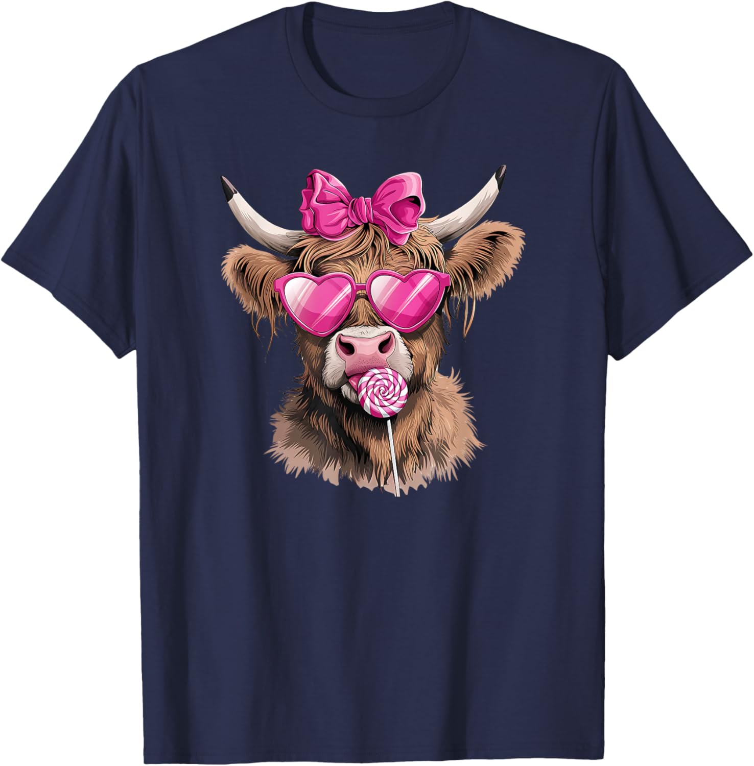 Adorable Cow with Bow Women's T-Shirt Perfect for Valentine's Day Gift - 5