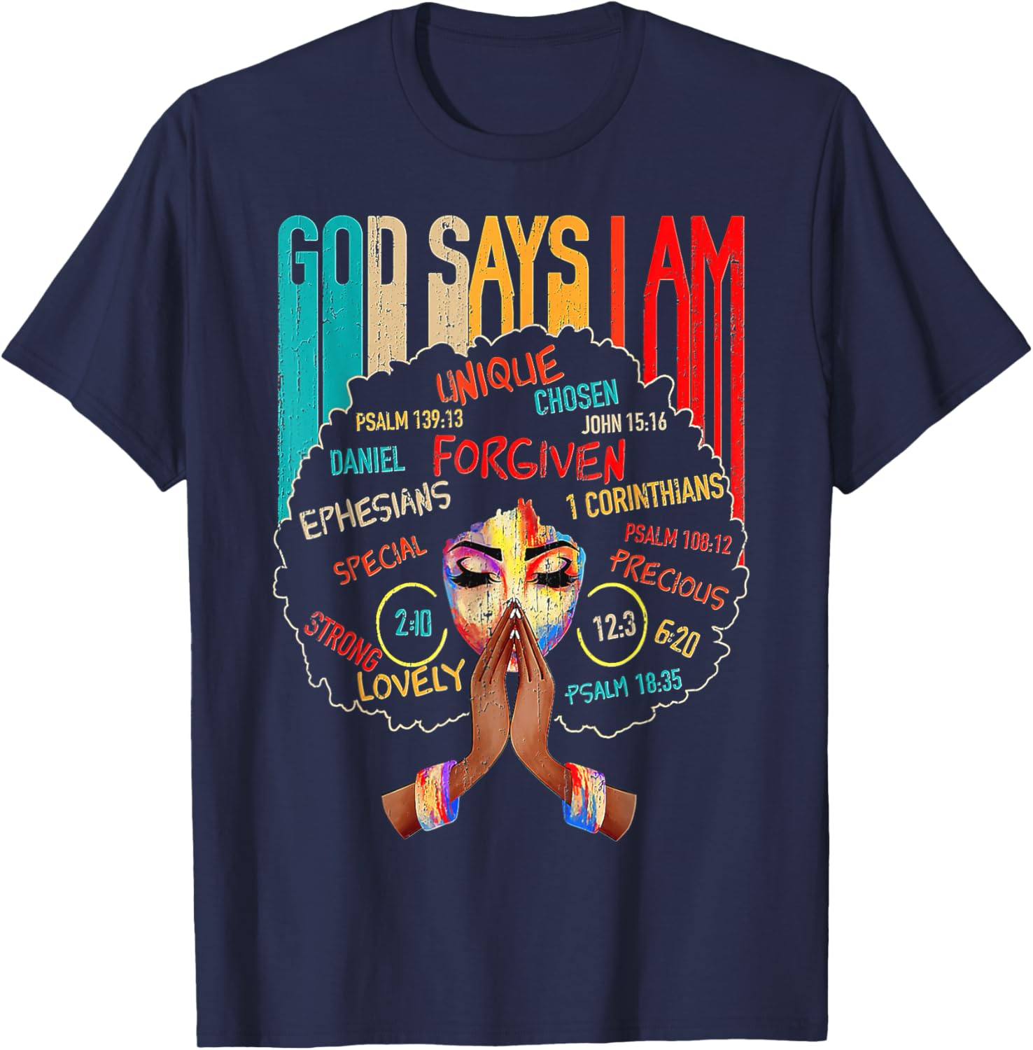 Empowerment T-Shirt for Black Girls - God Says I Am Statement Tee - 1