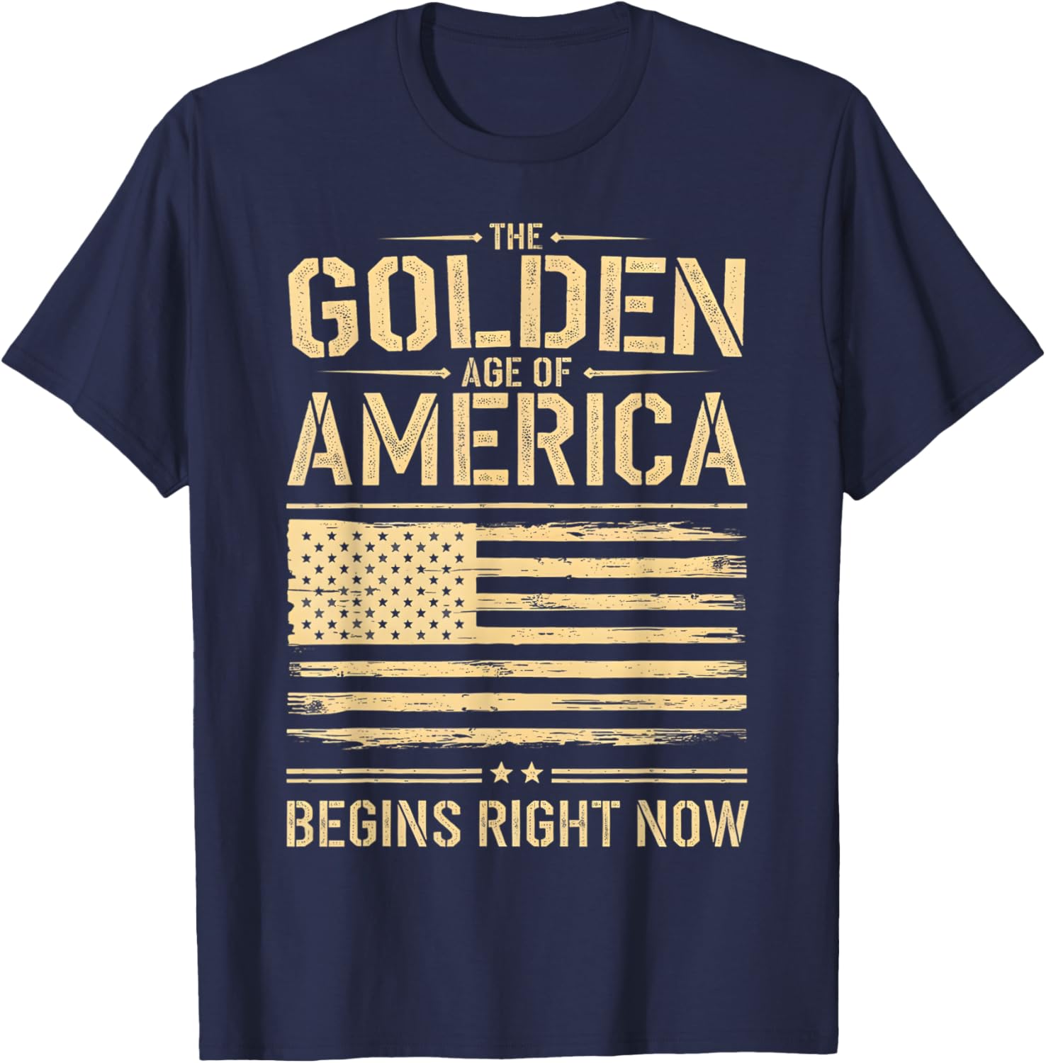 Golden Age of America Distressed T-Shirt with USA Flag Design - 24