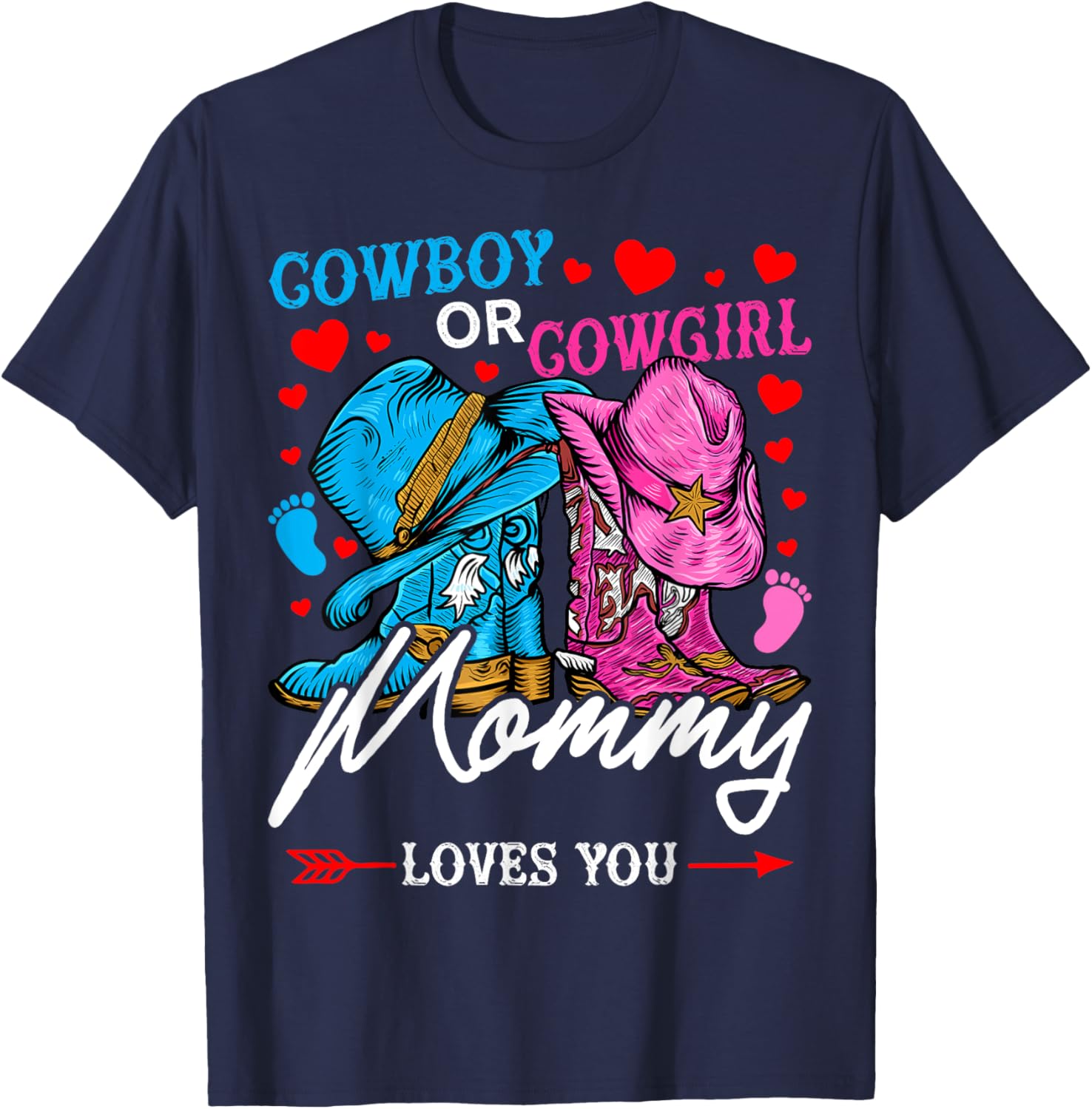 Adorable Gender Reveal T-Shirt for Mom - Cowboy or Cowgirl Style - 9