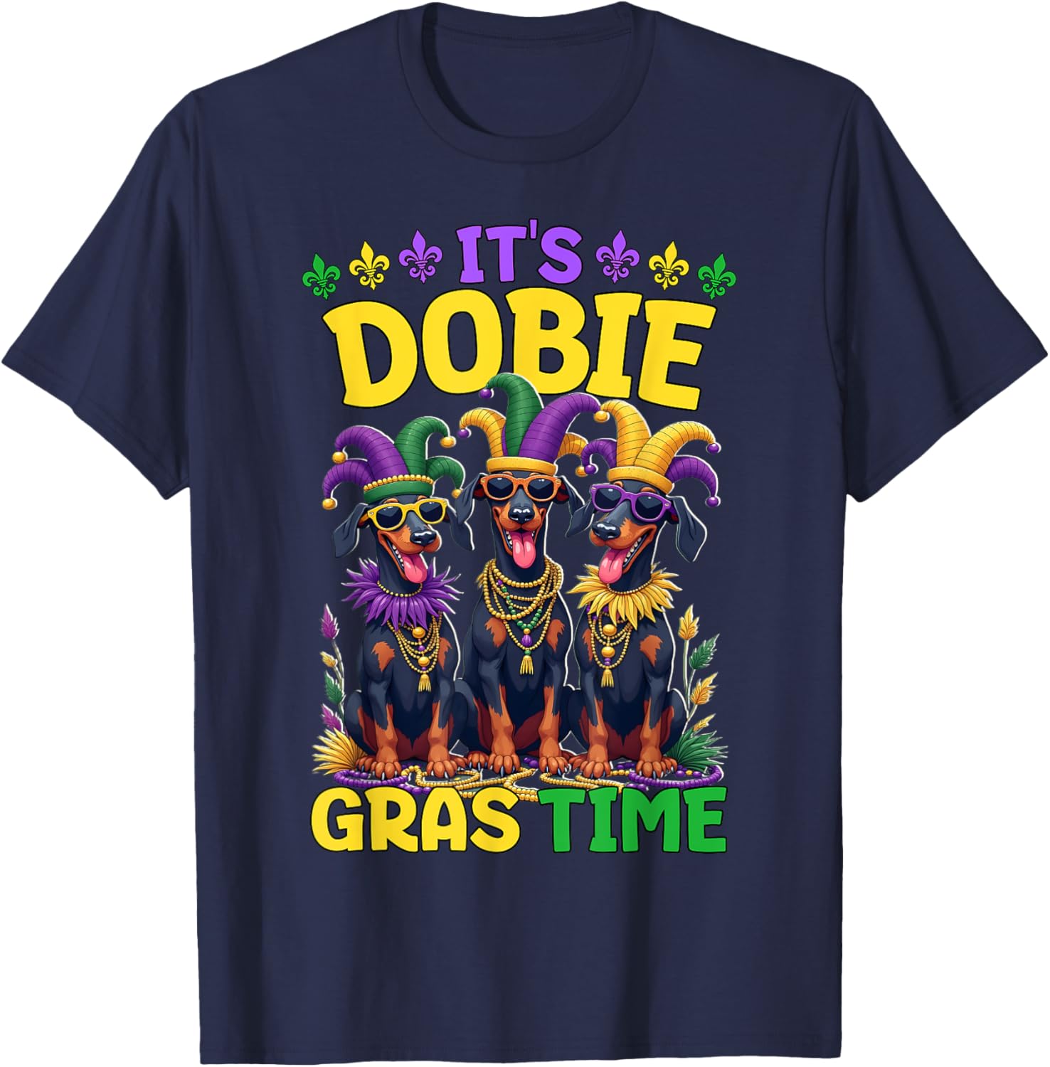 Mardi Gras Doberman T-Shirt Celebrating Carnival Festivities - 27