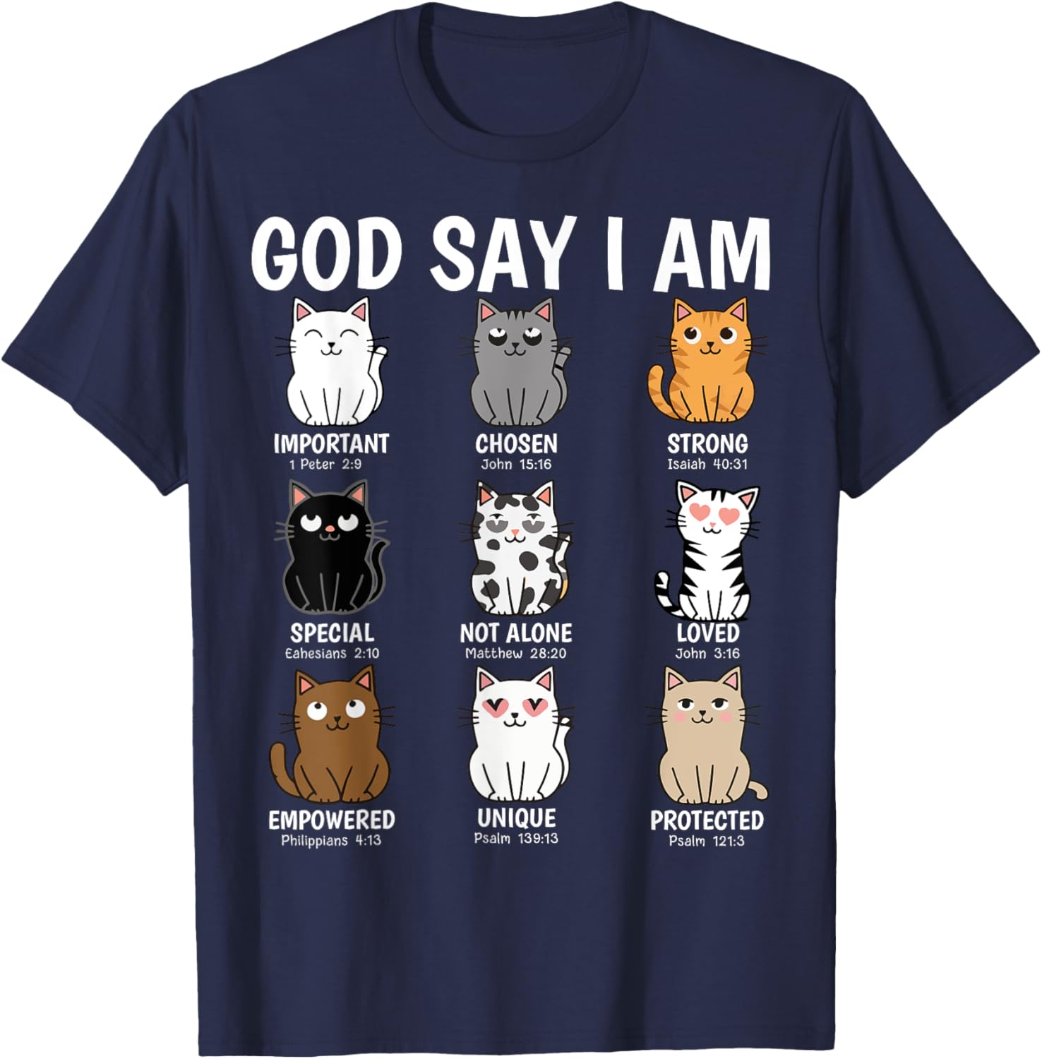 Funny Cats Bible Verse T-Shirt for Men Women Kids - Christian Cat Love - 14