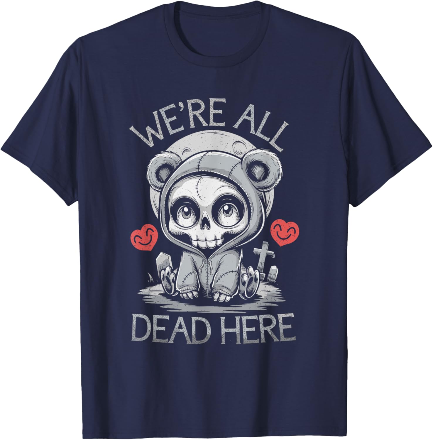 Creepy Skeleton Teddy Bear Goth Girl T-Shirt for Unique Style Lovers - 5