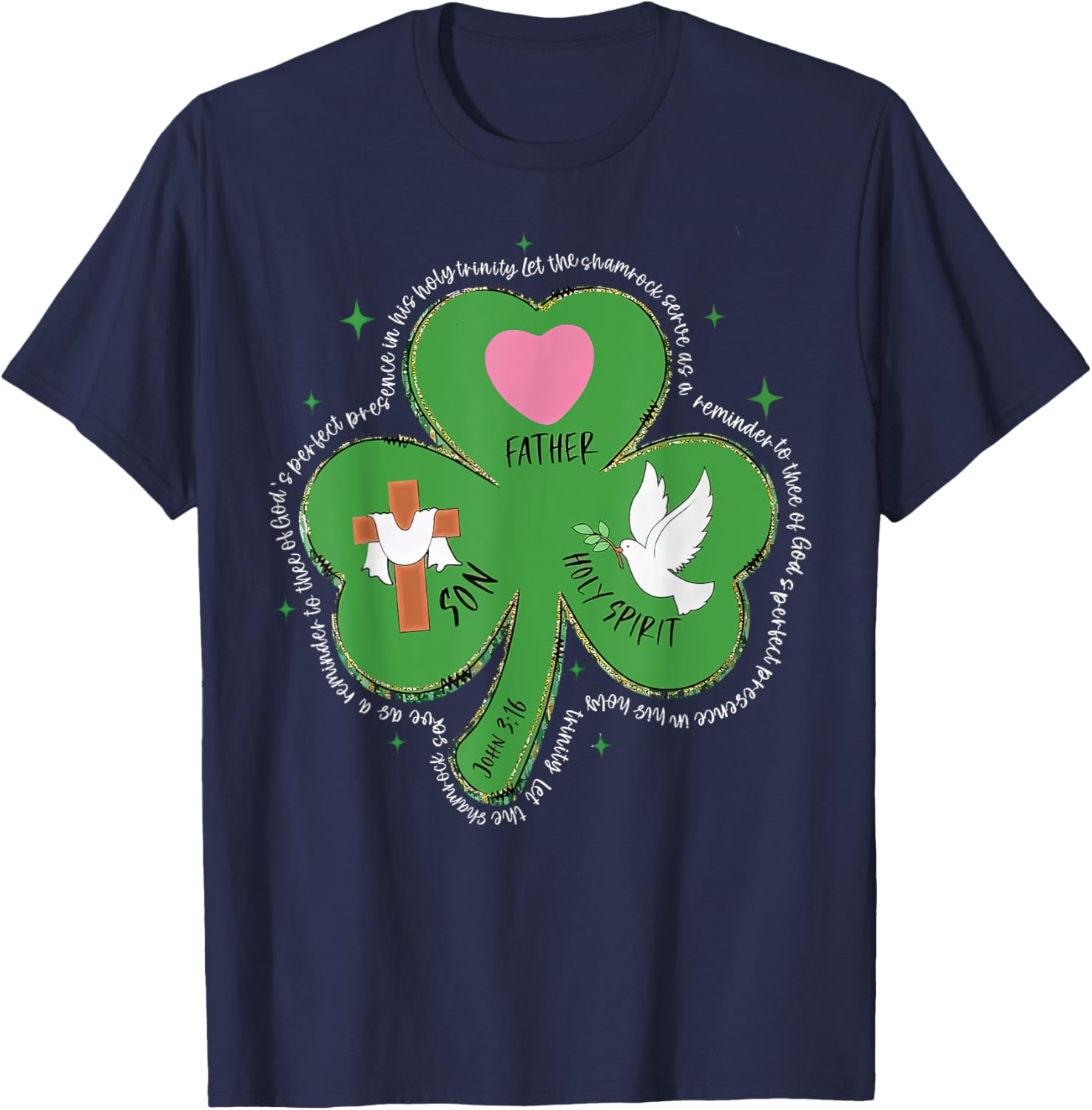 Shamrock Holy Trinity T-Shirt Father Son Holy Spirit Patrick Style - 14