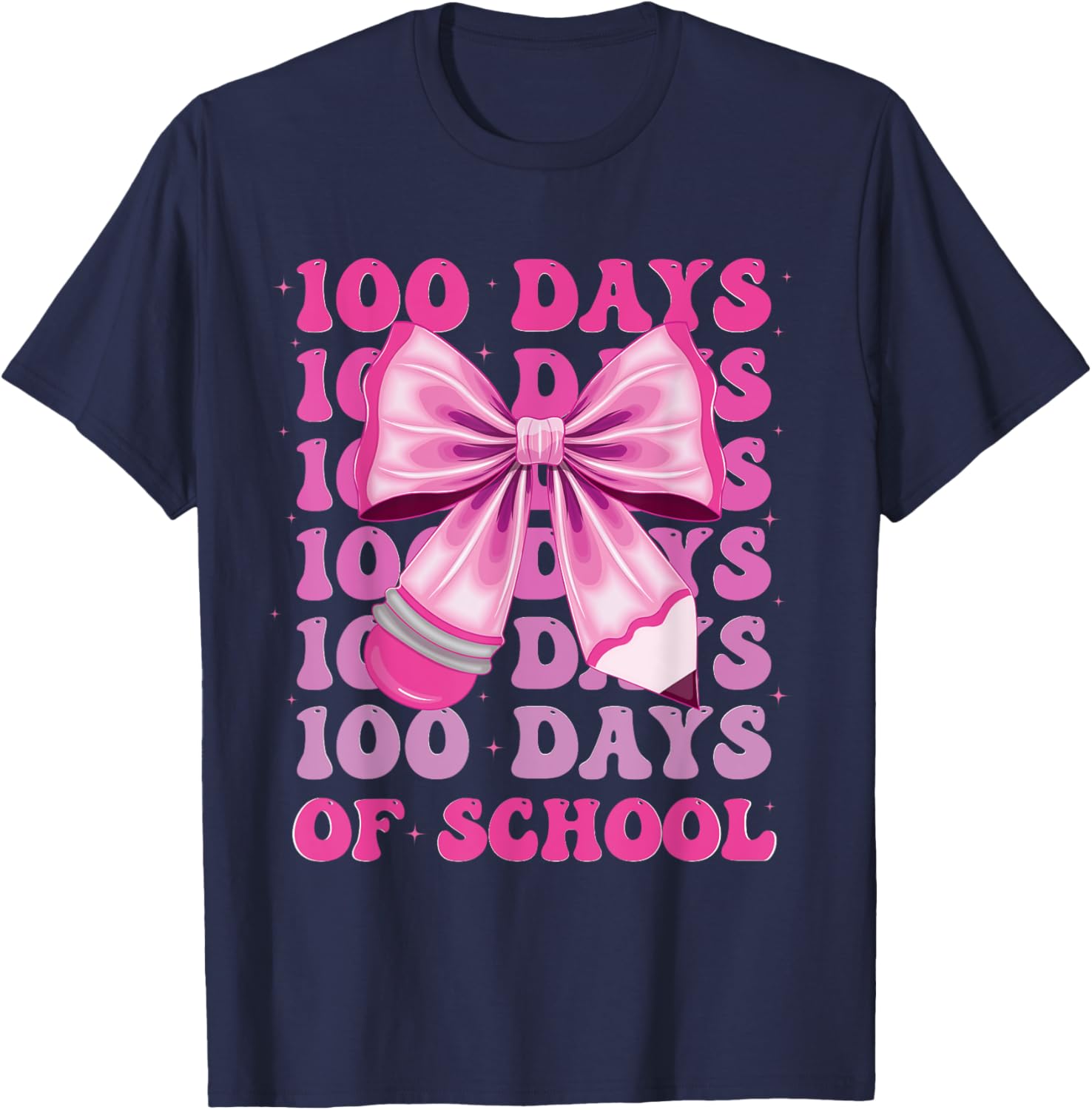 100 Days of School Girls Coquette Bow T-Shirt for Celebrating 100th Day - 13