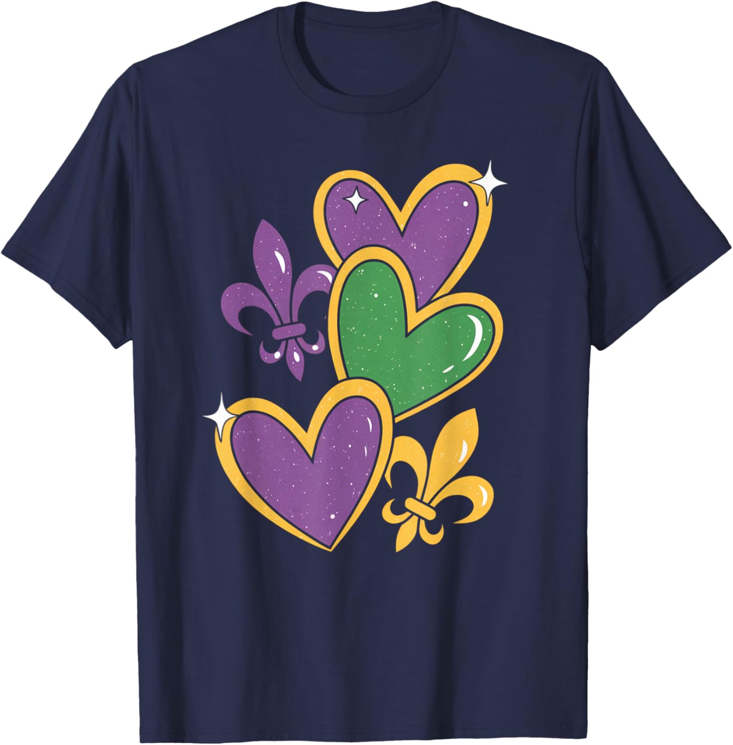 Mardi Gras Hearts T-Shirt for Women Girls Kids and Toddlers - 13
