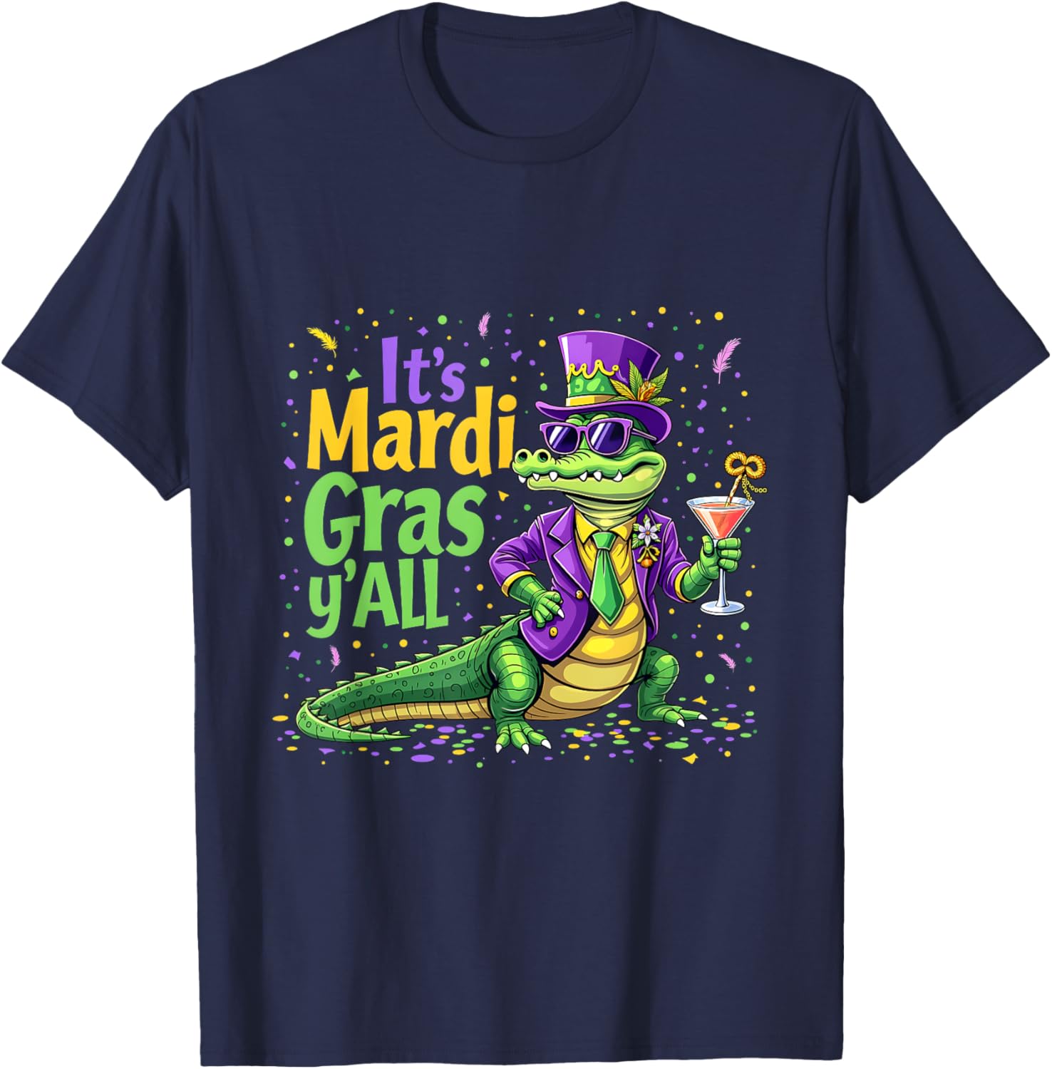 Funny Mardi Gras 2025 Alligator T-Shirt for Fun Festivities - 12