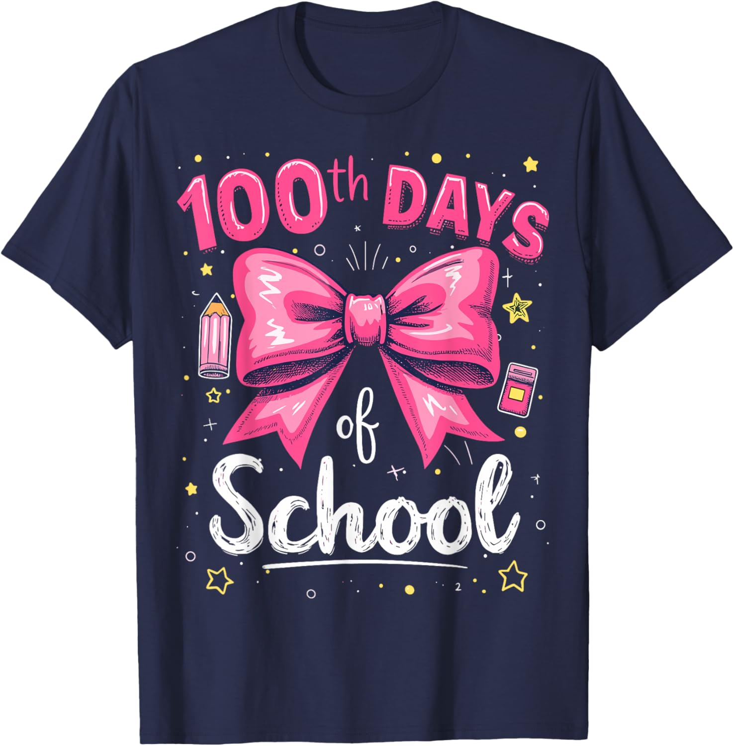 100 Days of School Teacher Coquette Bow T-Shirt for 100th Day Celebration - 7