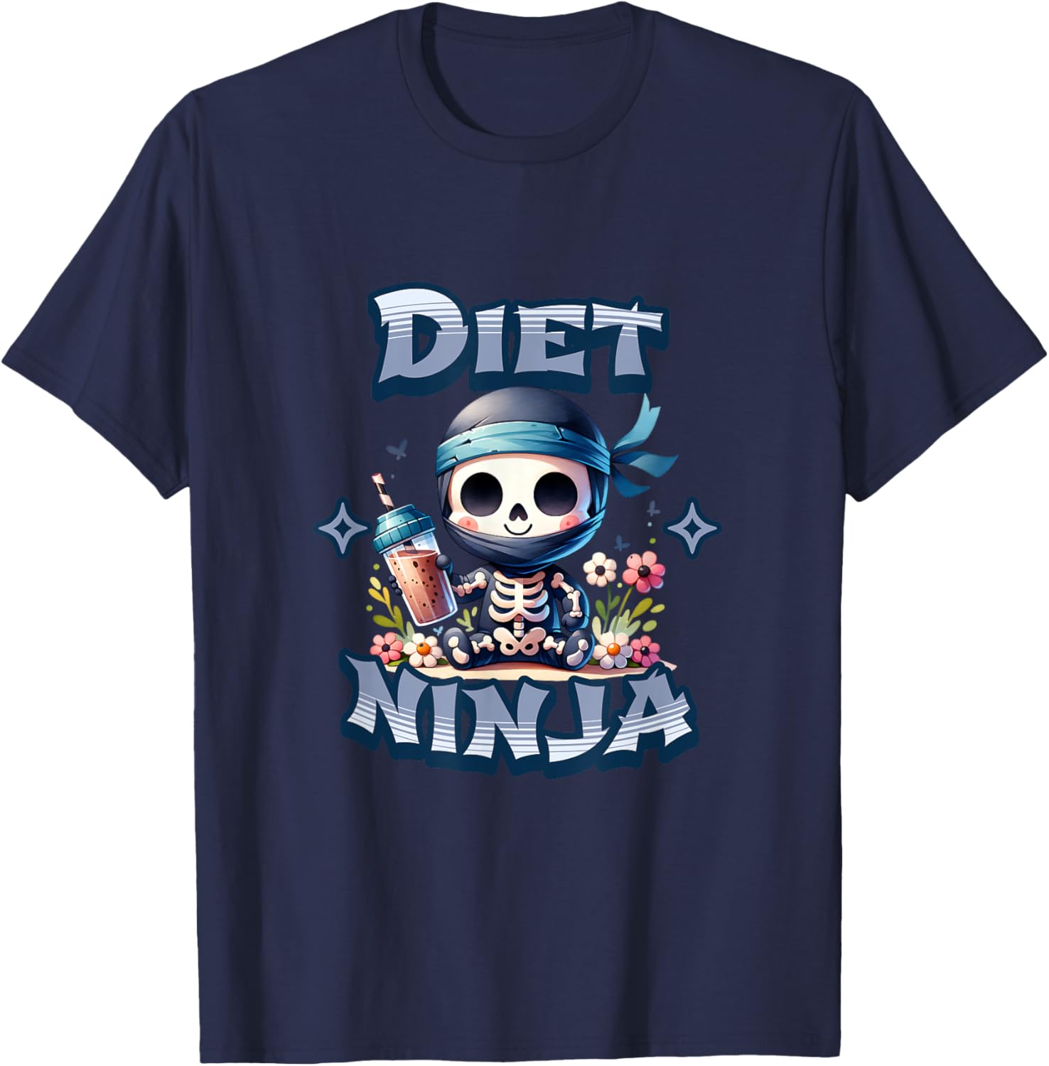 Cute Diet Ninja Protein Shake Skeleton Ninja T-Shirt for Fun Fitness Style - 4