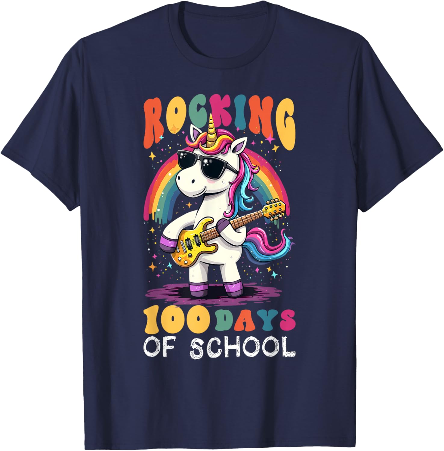 Unicorn 100 Days of School Teacher T-Shirt for Magical Celebrations - 17