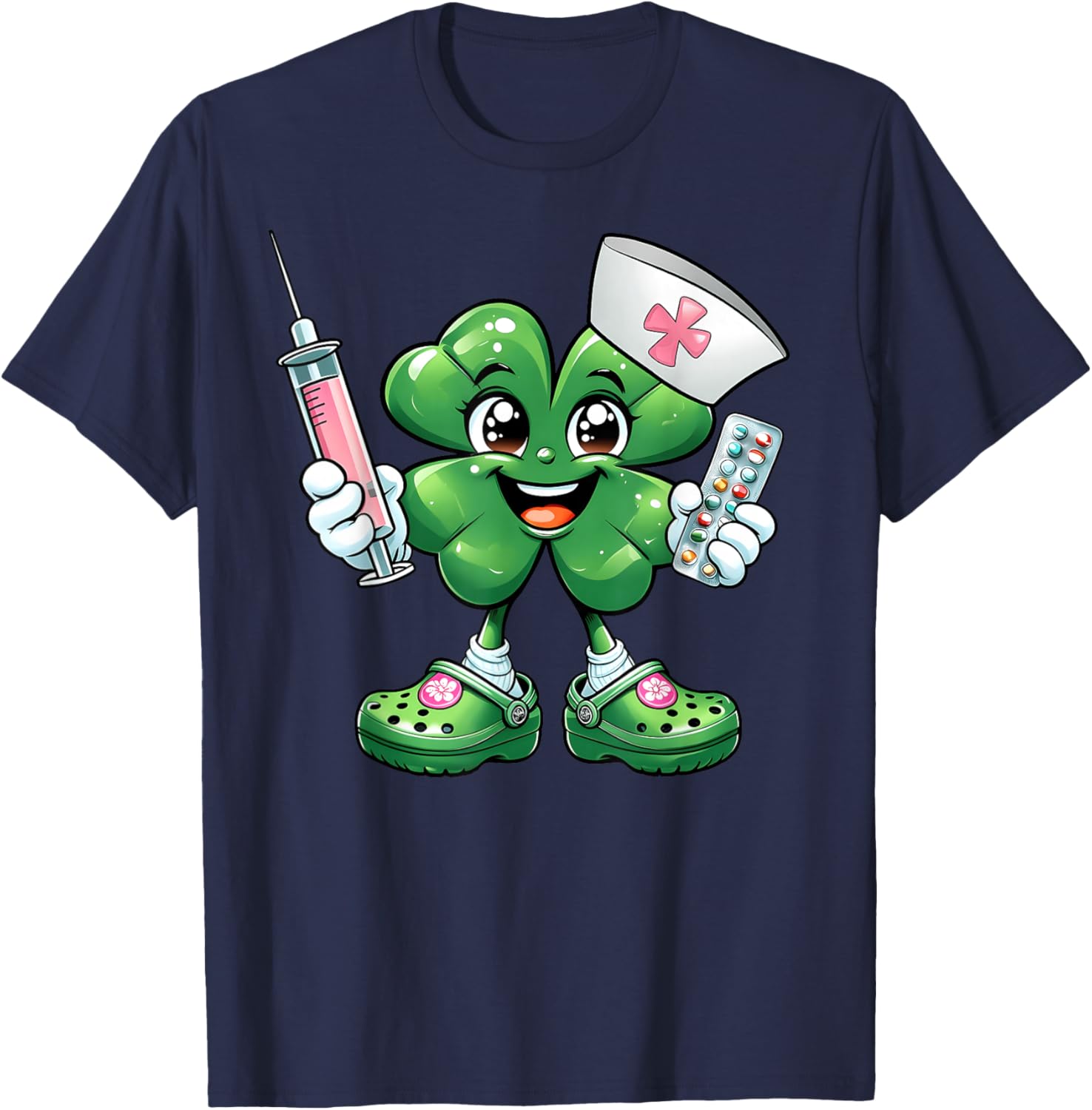 Saint Pattys Scrub T-Shirt for Nurses with Shamrock Design - Women's Apparel - 11