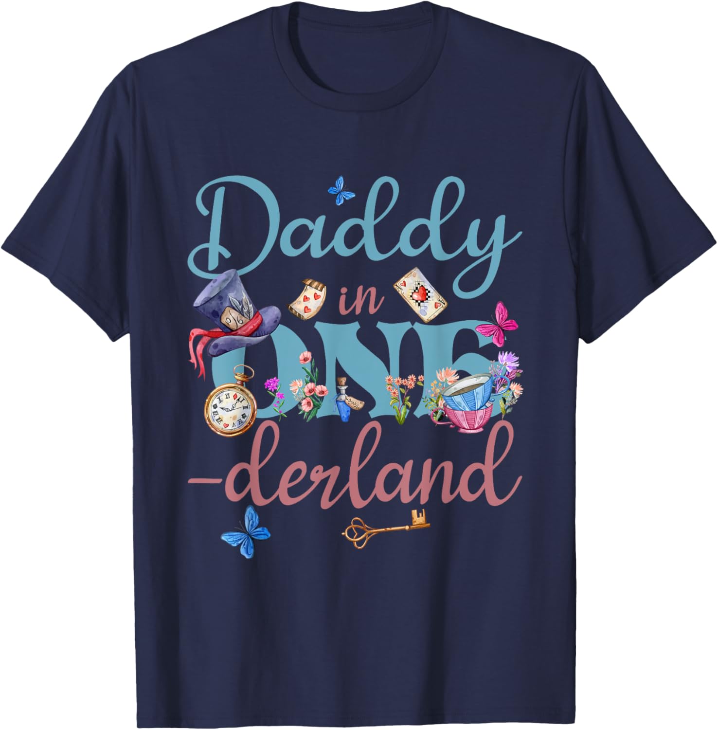 Alice in ONEderland Daddy of Birthday Girl T-Shirt for Celebrations - 2