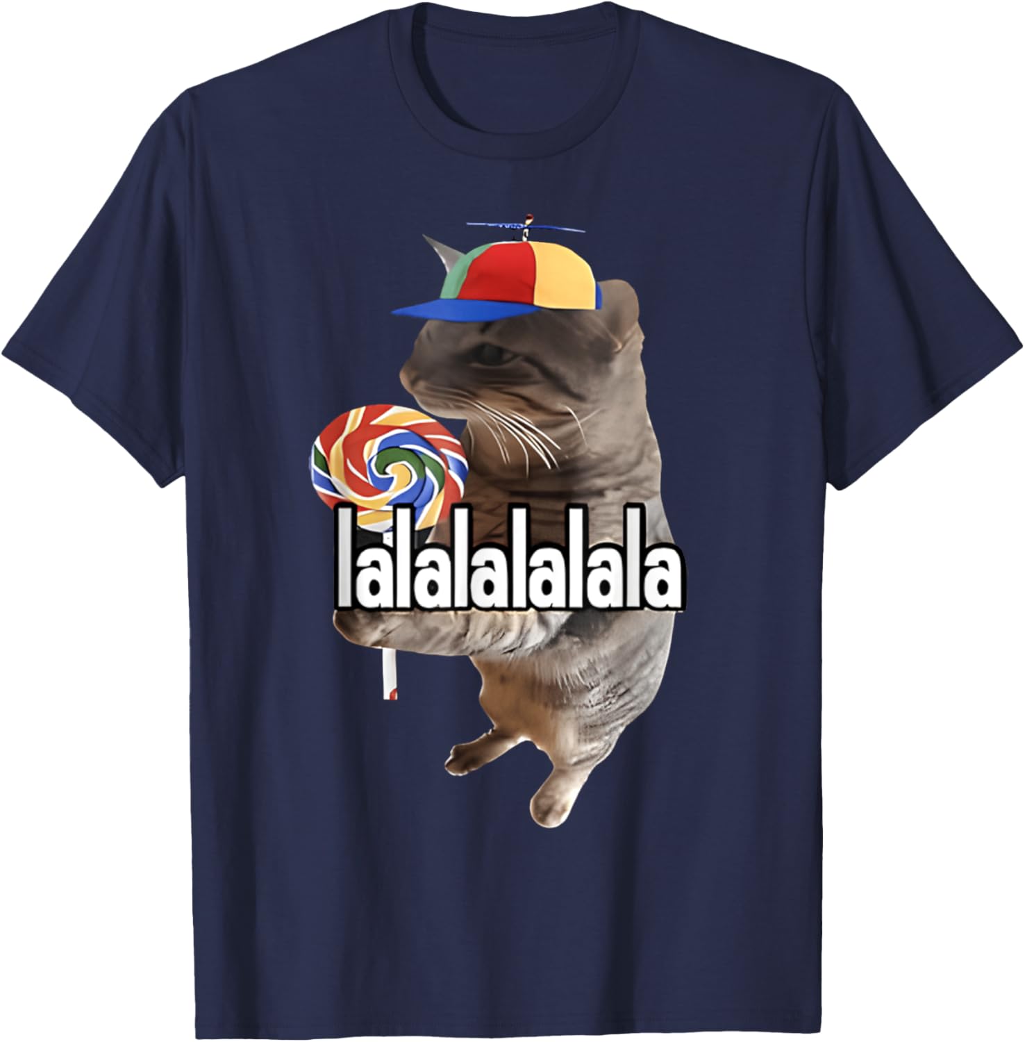 Silly Cat with Lollipop Funny Meme T-Shirt for Men, Women, Kids - 19