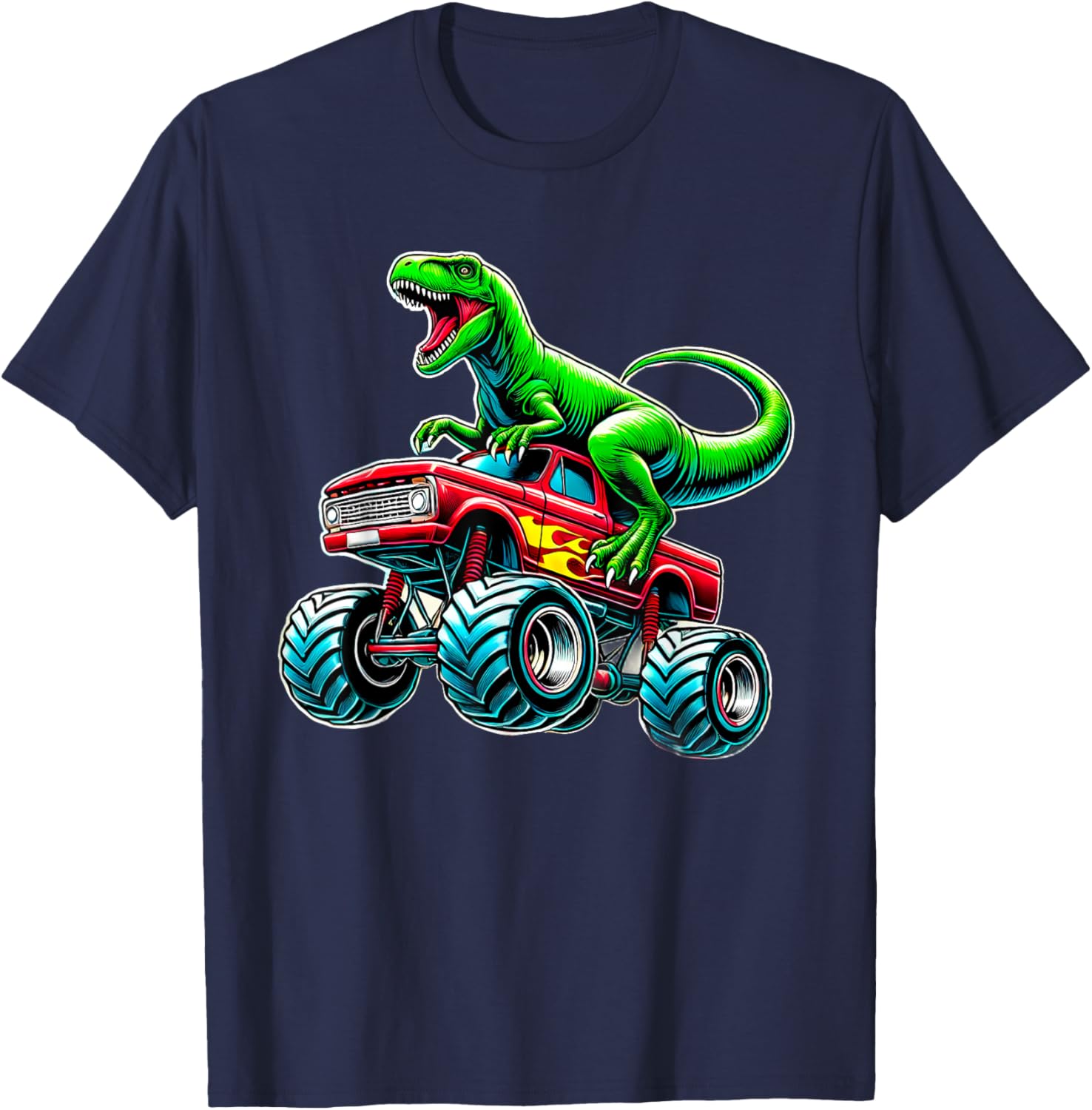 Monster Truck Dinosaur Birthday Party T-Shirt for Boys Fun Gift - 12