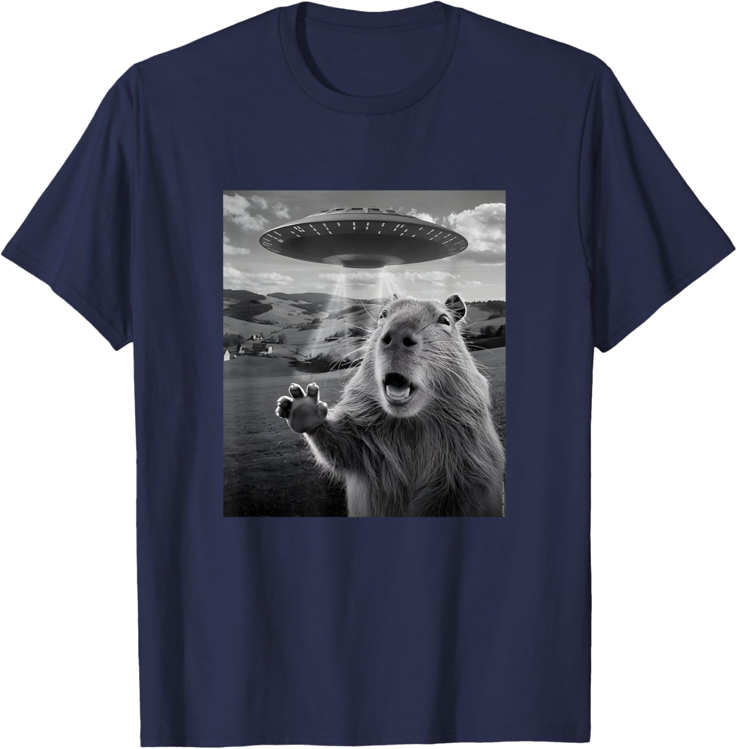 Funny UFO T-Shirt with Scared Capybara Design for Unique Style - 9