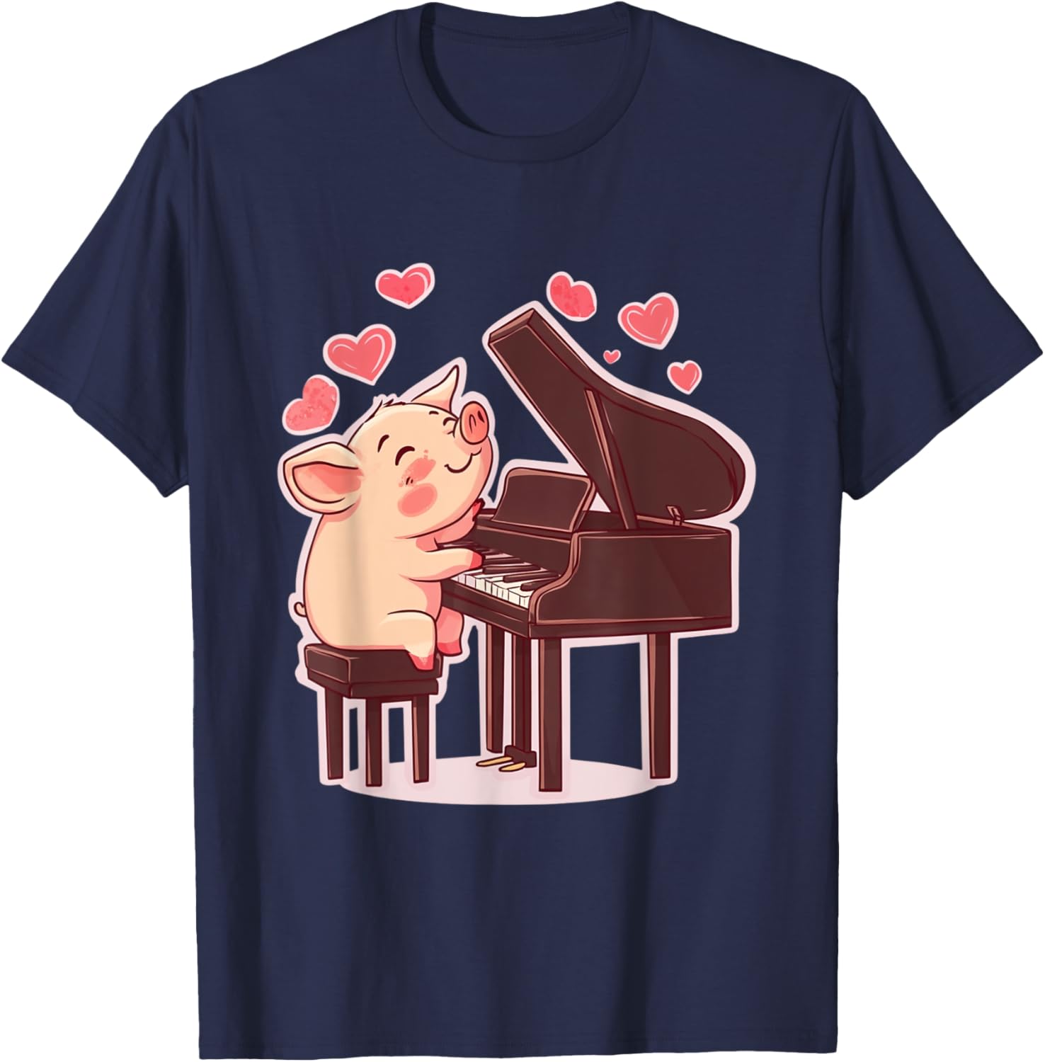 Funny Pig Playing Piano Valentine's Day T-Shirt for Animal Lovers - 7