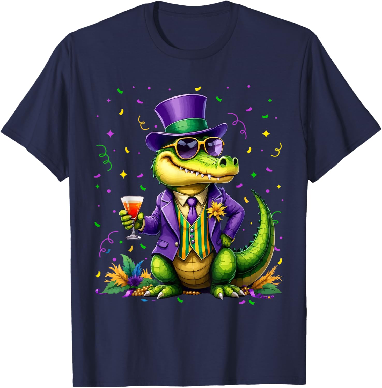 Mardigator Alligator Costume T-Shirt for Mardi Gras Fun Unisex Apparel - 12