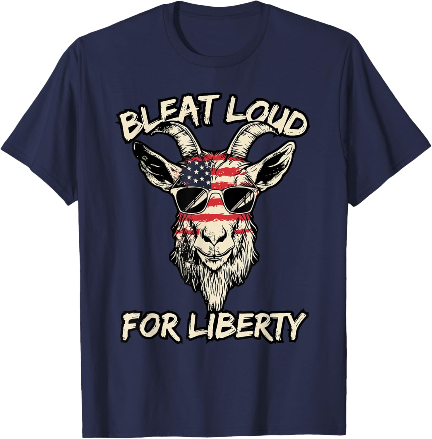 Cool American Goat in Sunglasses USA Flag T-Shirt for Patriotic Style - 4