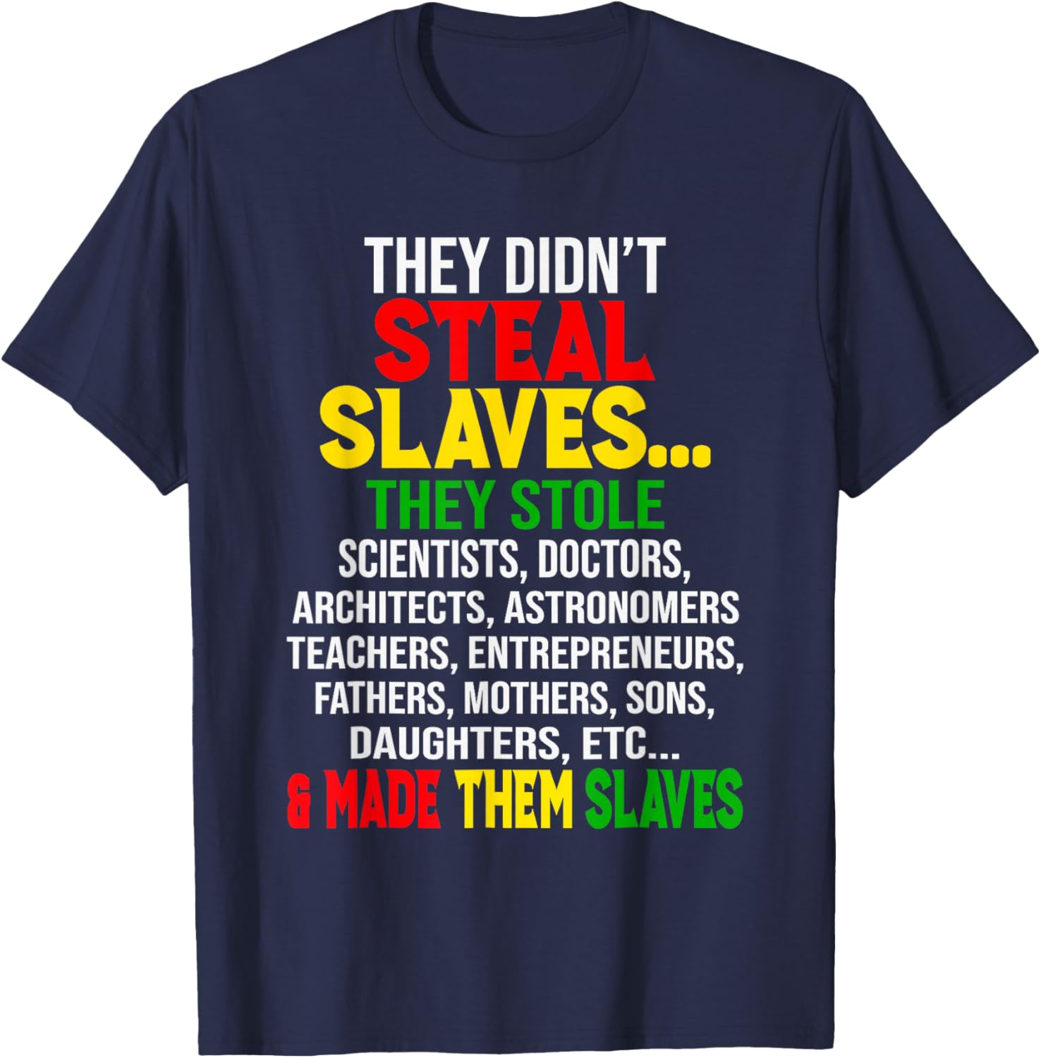 They Didn't Steal Slaves Melanin Black History Month T-Shirt for All - 10