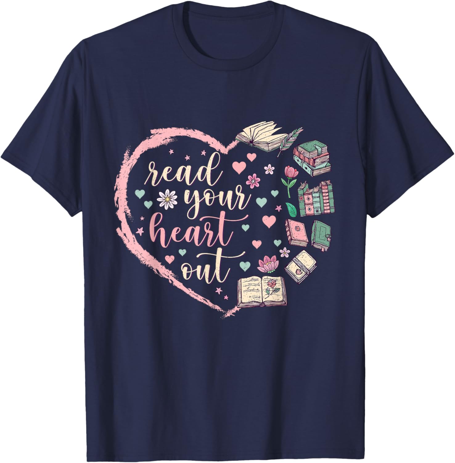 Valentine's Teacher T-Shirt for Book Lovers - Read Your Heart Out Design - 14