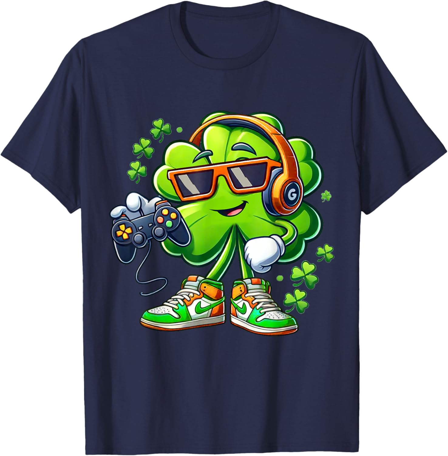 Funny St Patricks Day Gamer T-Shirt for Boys with Shamrock Design - 1