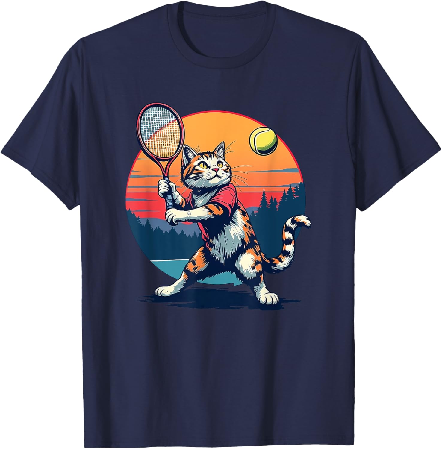 Funny Cat Playing Tennis T-Shirt for Cat Lovers - Unisex Apparel - 8