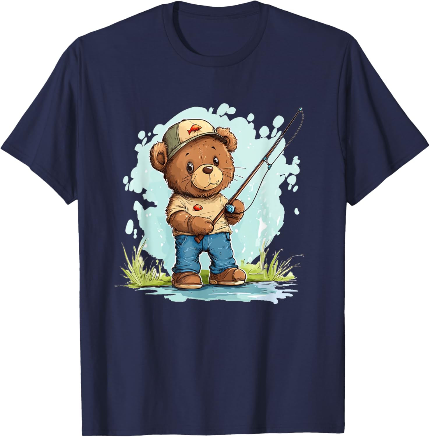 Fishing with Teddy Bear Graphic T-Shirt for Fun Seekers and Adventurers - 3