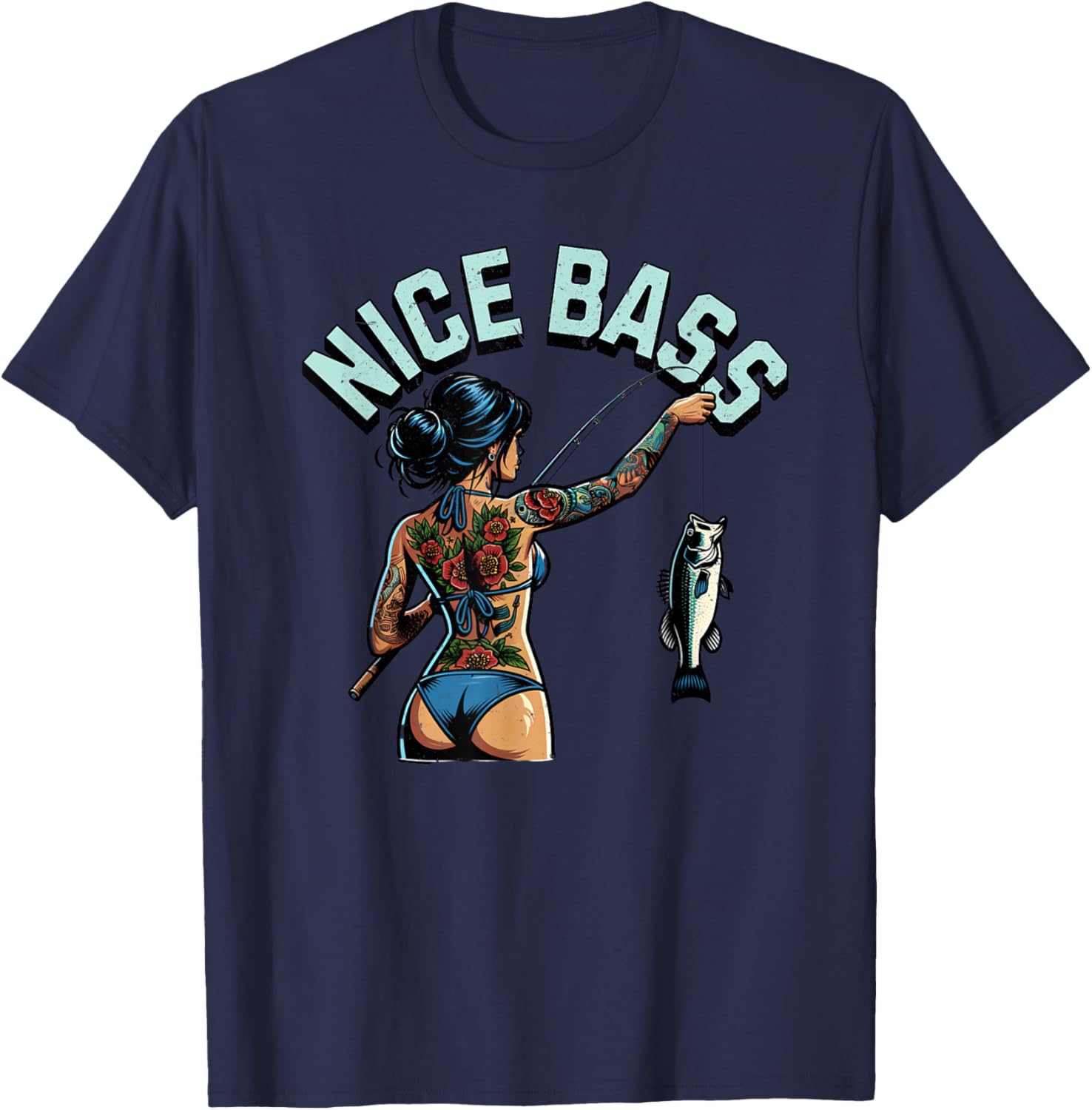 Stylish Bass Fishing Woman in Bikini T-Shirt for Outdoor Enthusiasts - 6