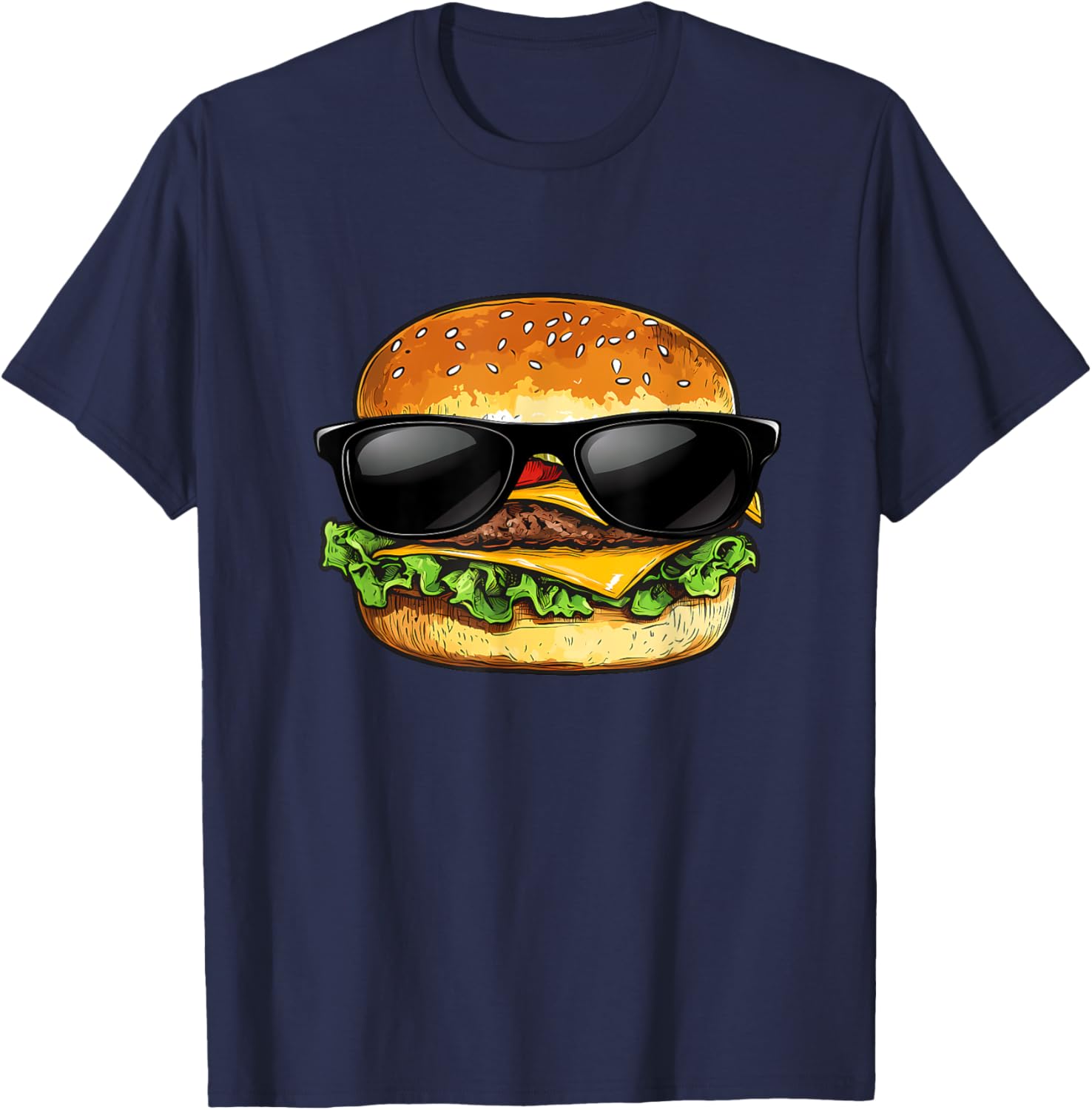 Funny Hamburger Sunglasses Cheese BBQ T-Shirt for Food Lovers - 21